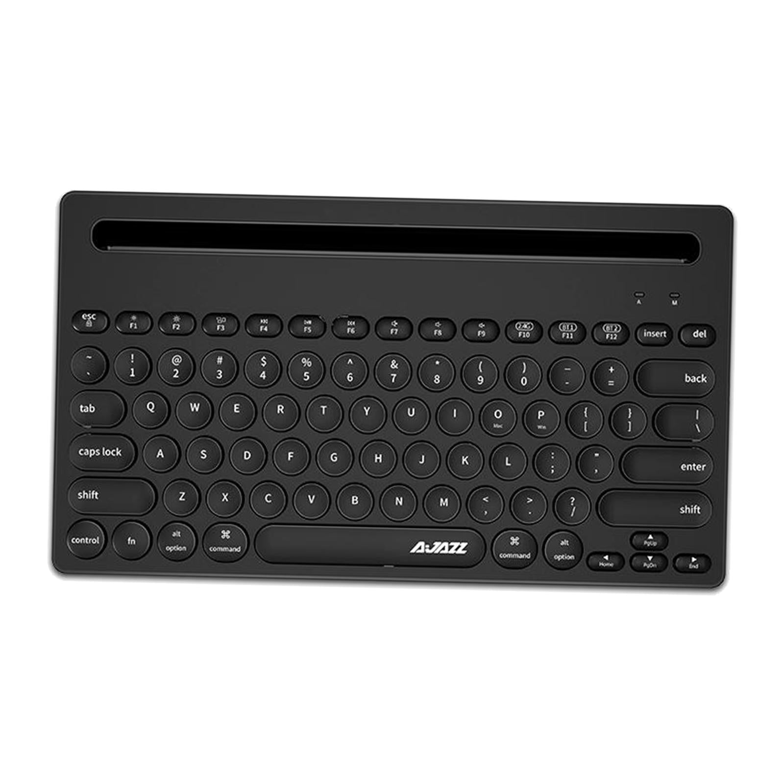 Gaming 2.4G Wireless BT Dual-mode Keyboard 79 Keys Retro Round Key Plug&play Black