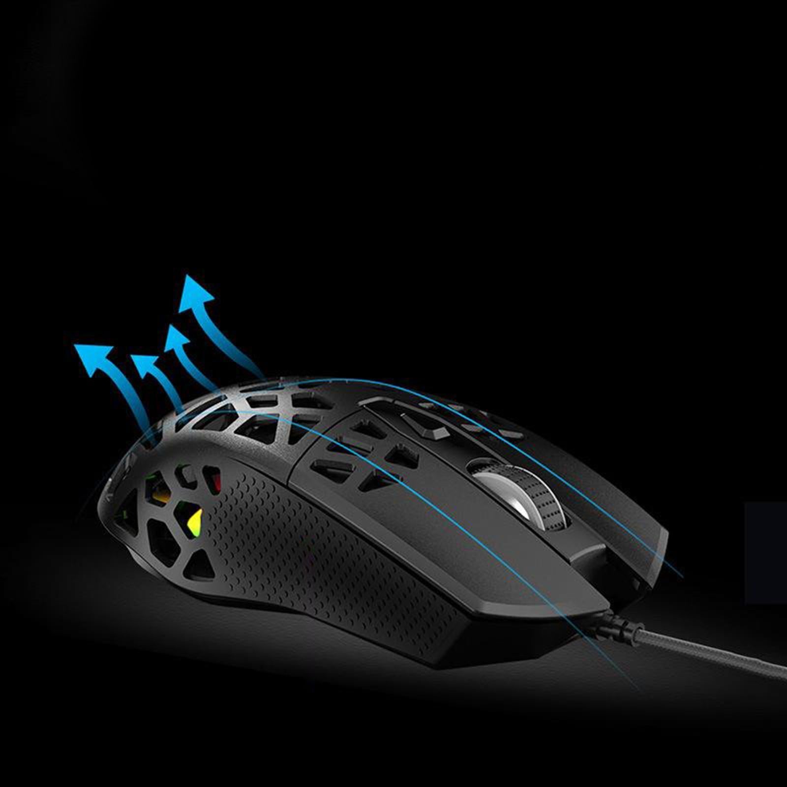 Ultralight RGB Gaming Mouse Wired Honeycomb Design for Computer Black