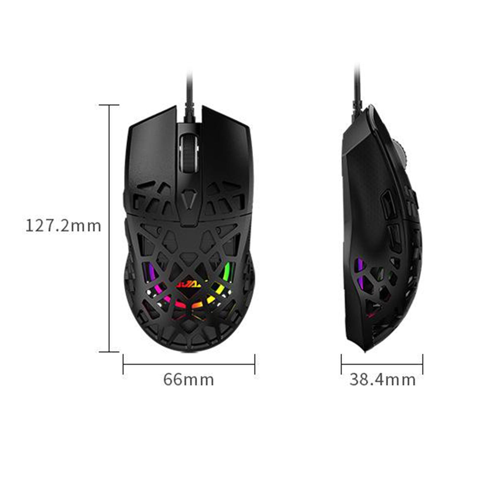 Ultralight RGB Gaming Mouse Wired Honeycomb Design for Computer Black