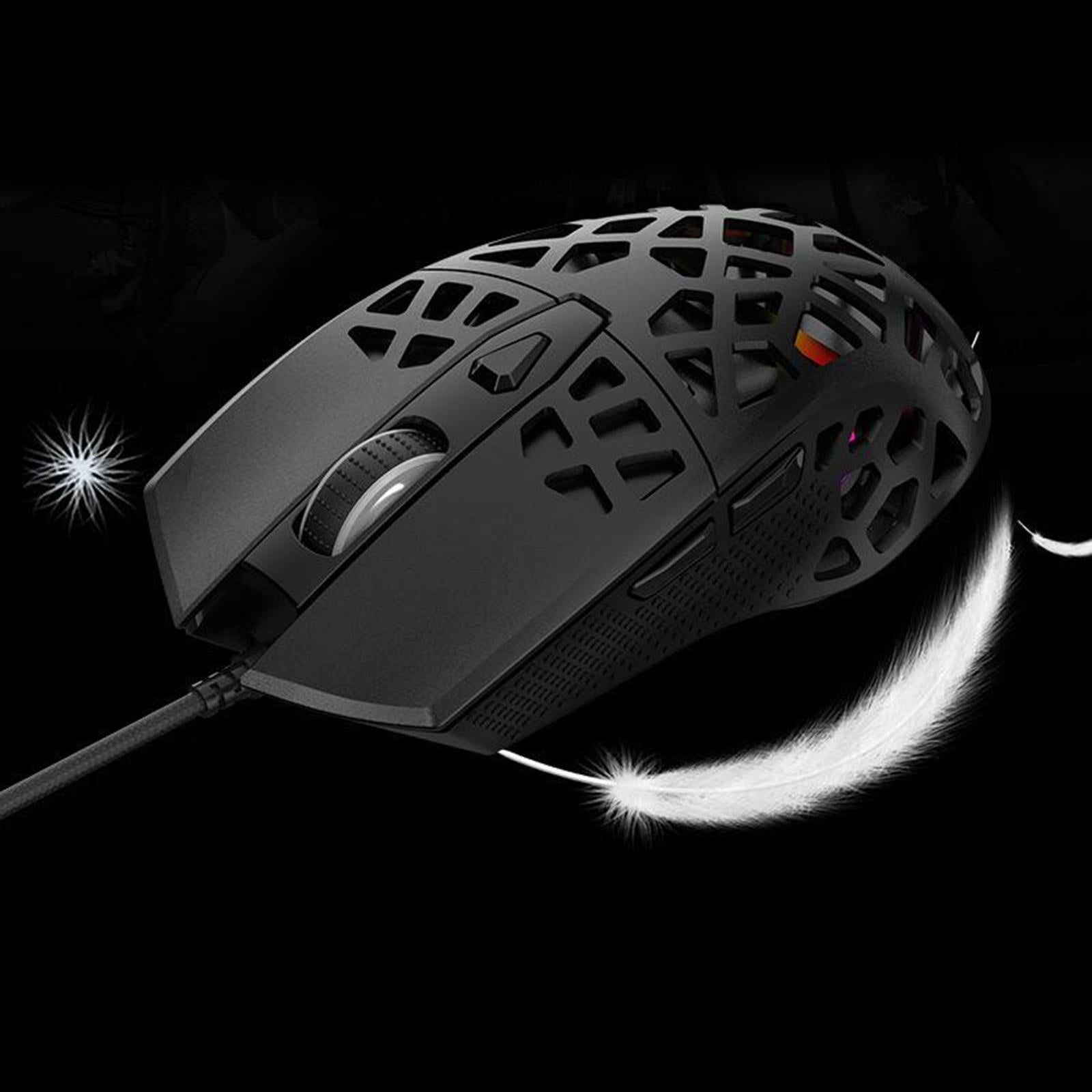 Ultralight RGB Gaming Mouse Wired Honeycomb Design for Computer Black