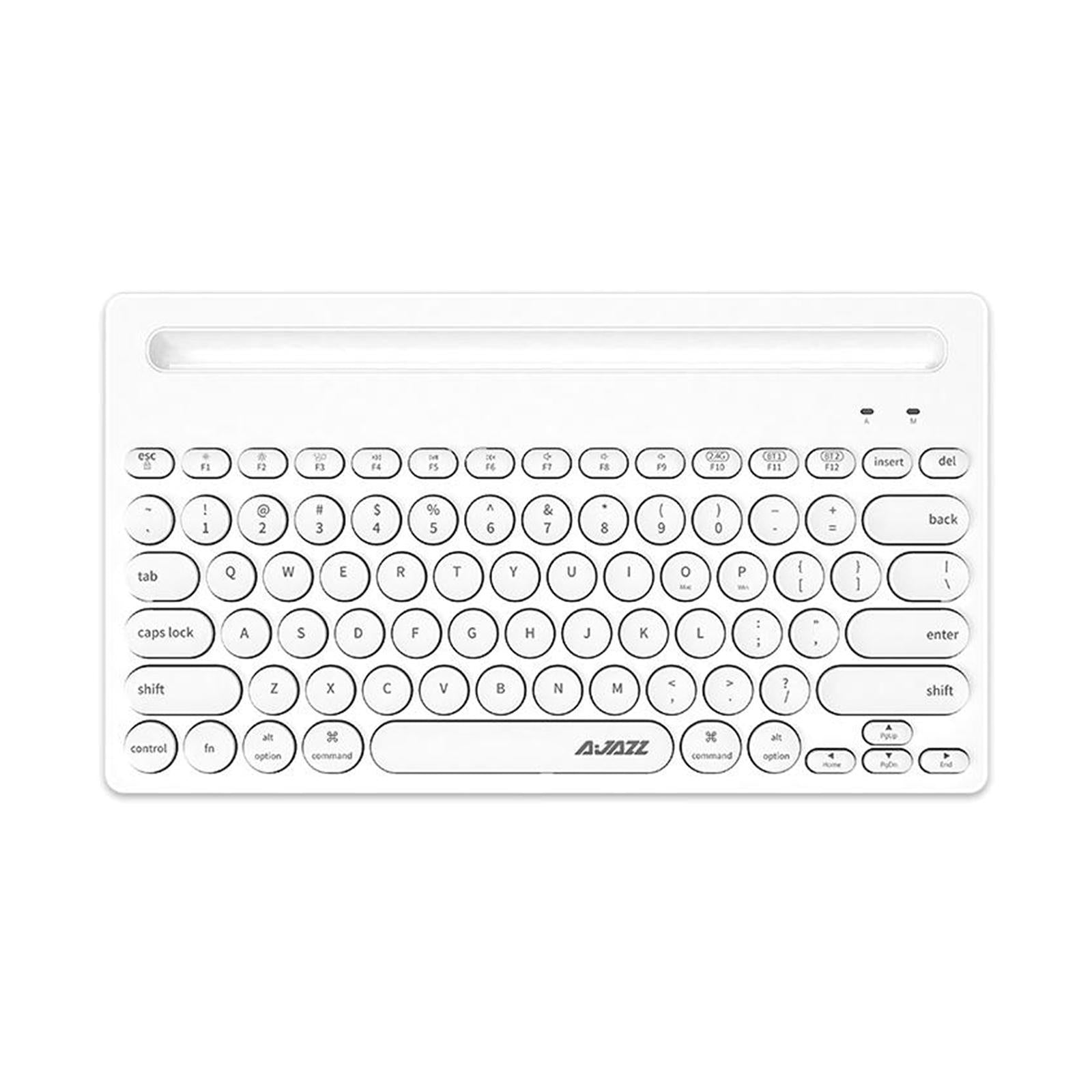 Gaming 2.4G Wireless BT Dual-mode Keyboard 79 Keys Retro Round Key Plug&play White