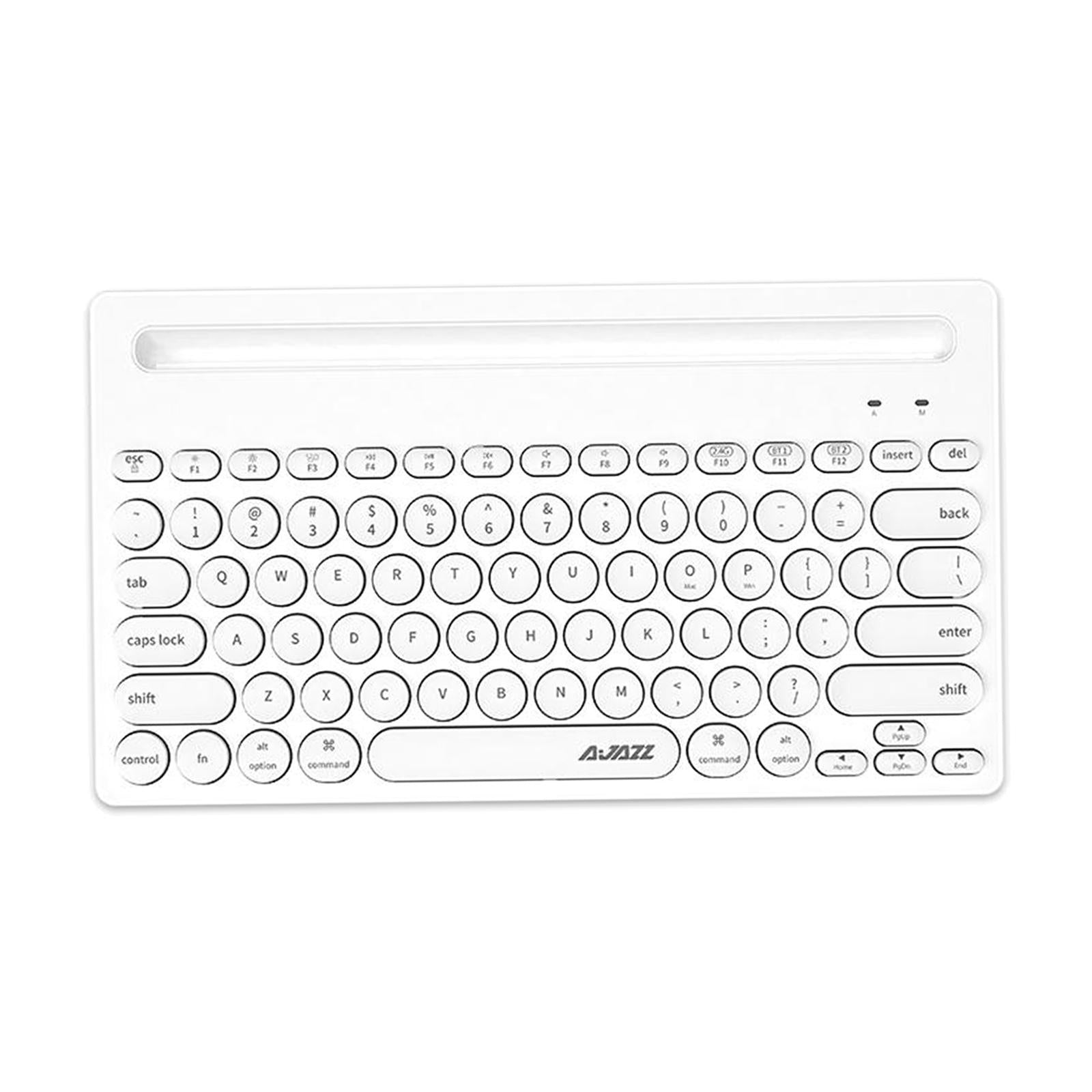 Gaming 2.4G Wireless BT Dual-mode Keyboard 79 Keys Retro Round Key Plug&play White