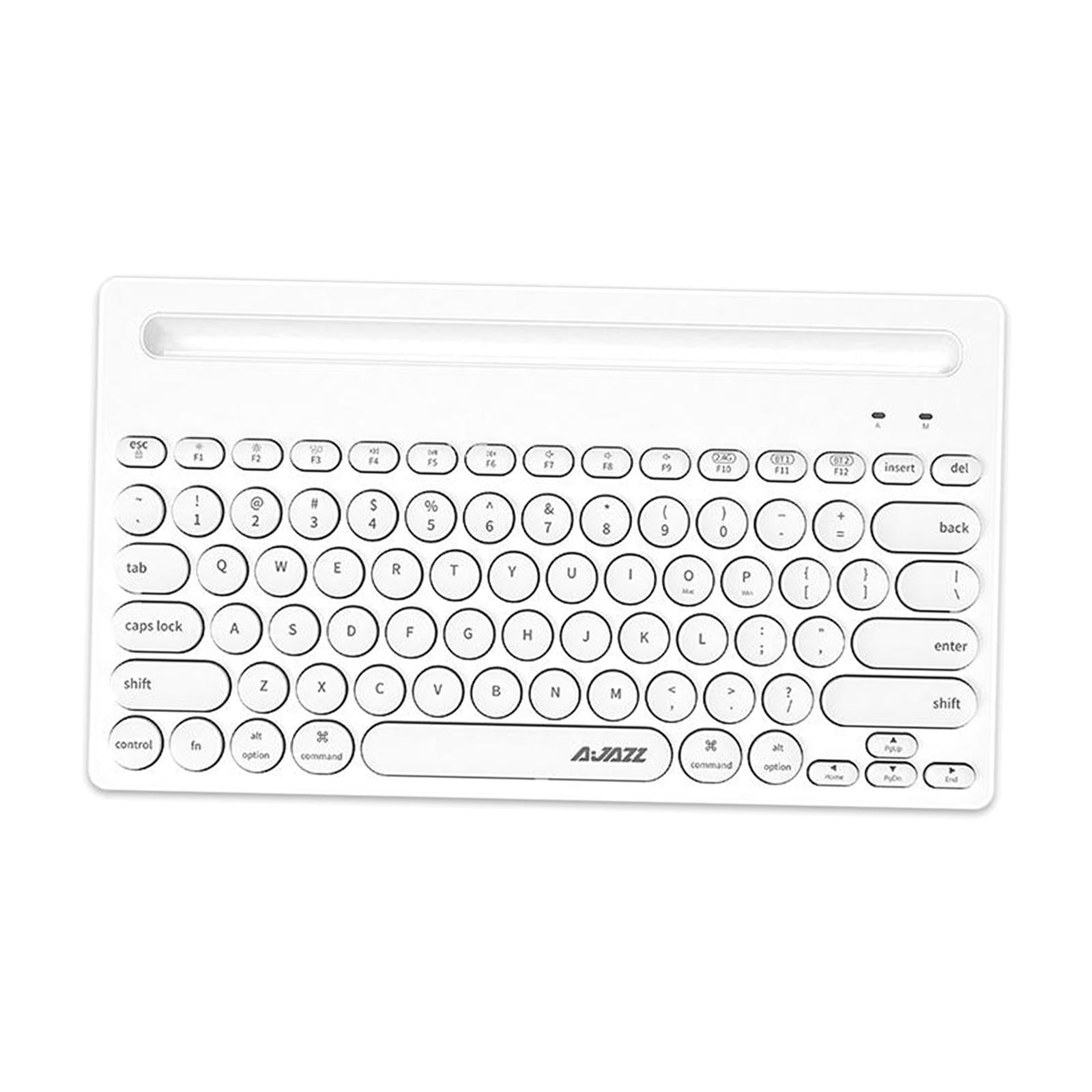 Gaming 2.4G Wireless BT Dual-mode Keyboard 79 Keys Retro Round Key Plug&play White