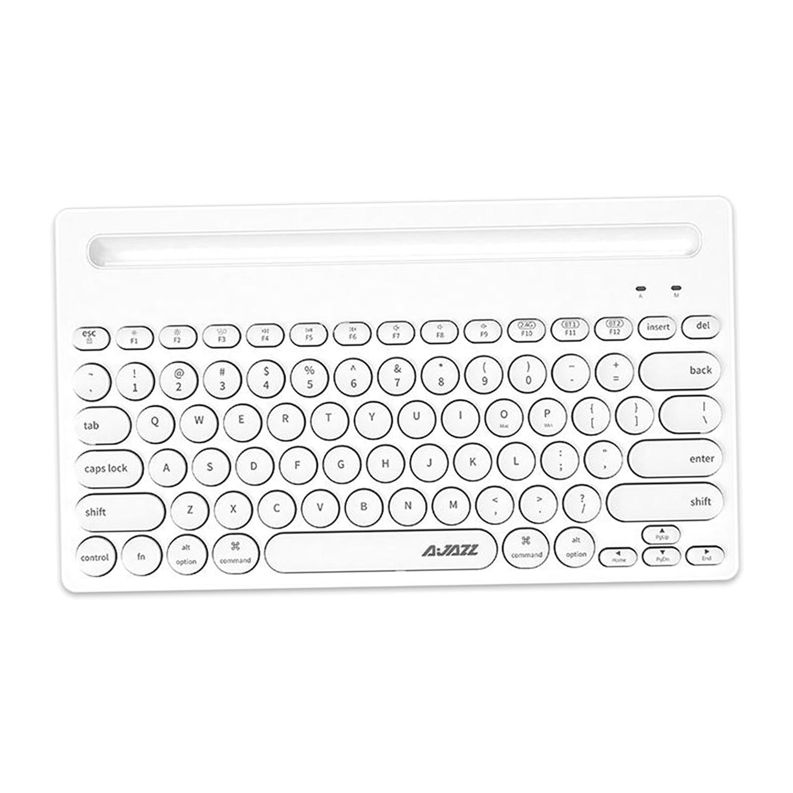 Gaming 2.4G Wireless BT Dual-mode Keyboard 79 Keys Retro Round Key Plug&play White