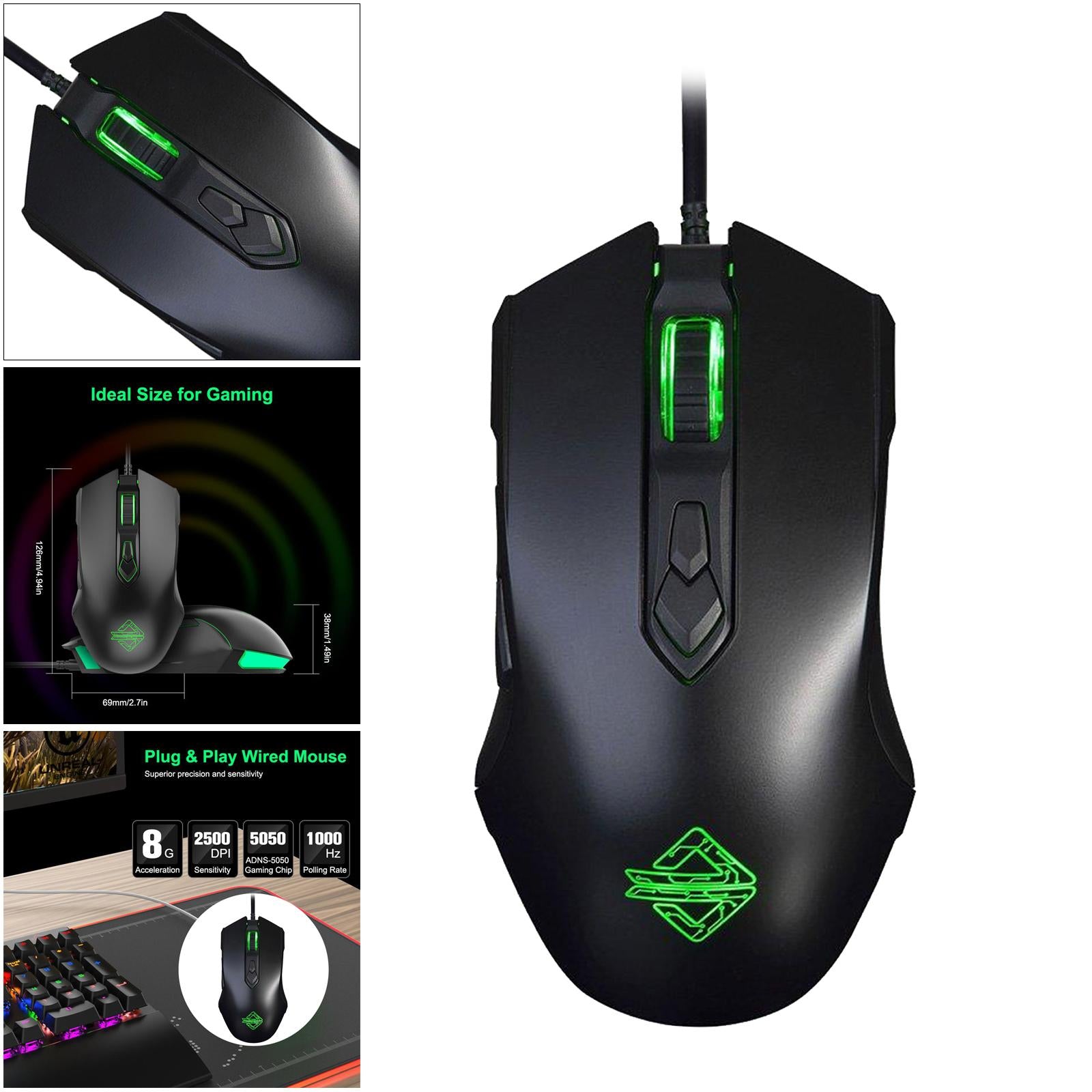 Gaming Lightweight Mouse USB Gamer Laptop PC 7 Buttons for Windows 7/8/10/XP Black