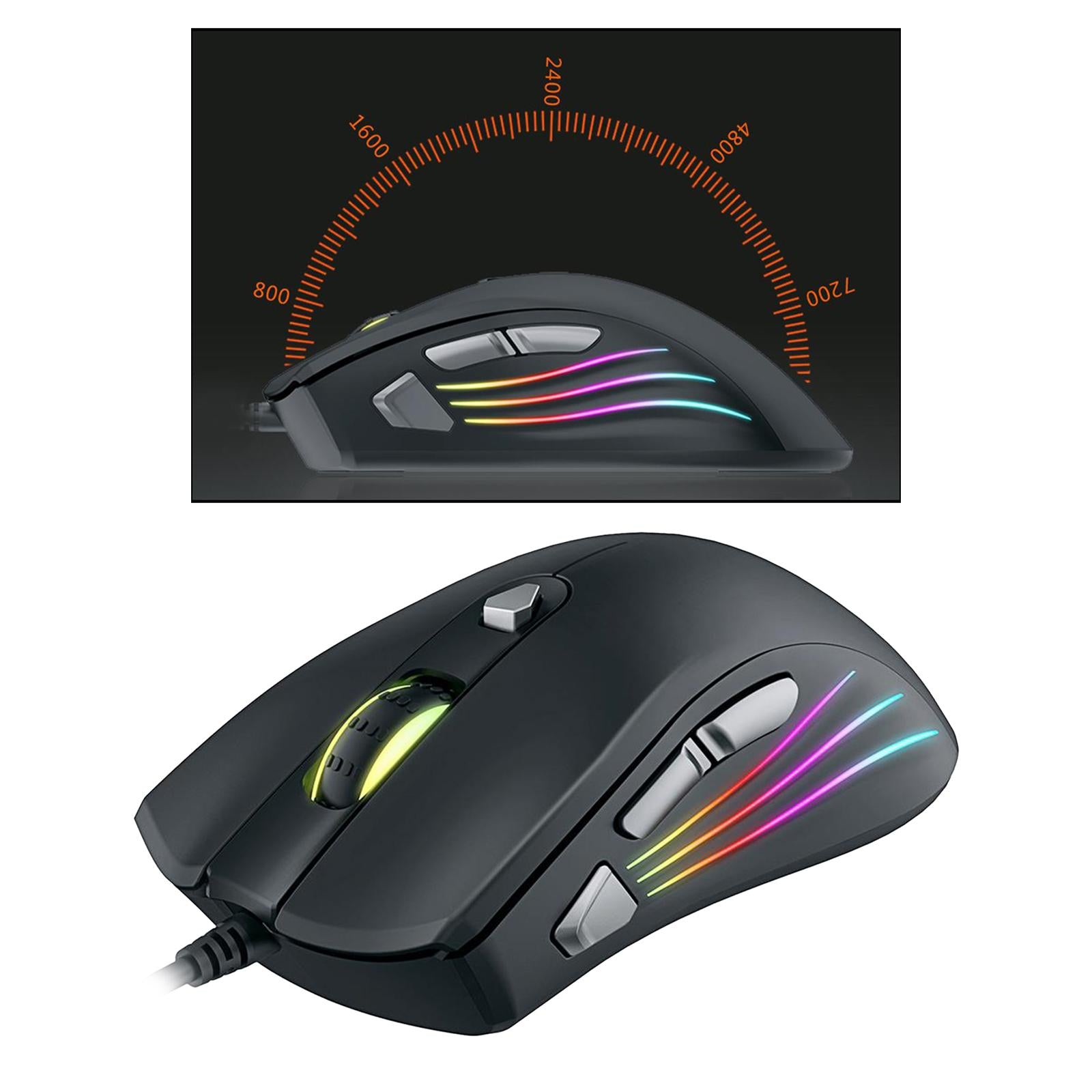 Computer Wired Gaming Mouse 7200 DPI Optical Mice RGB Backlit Pro Gamer