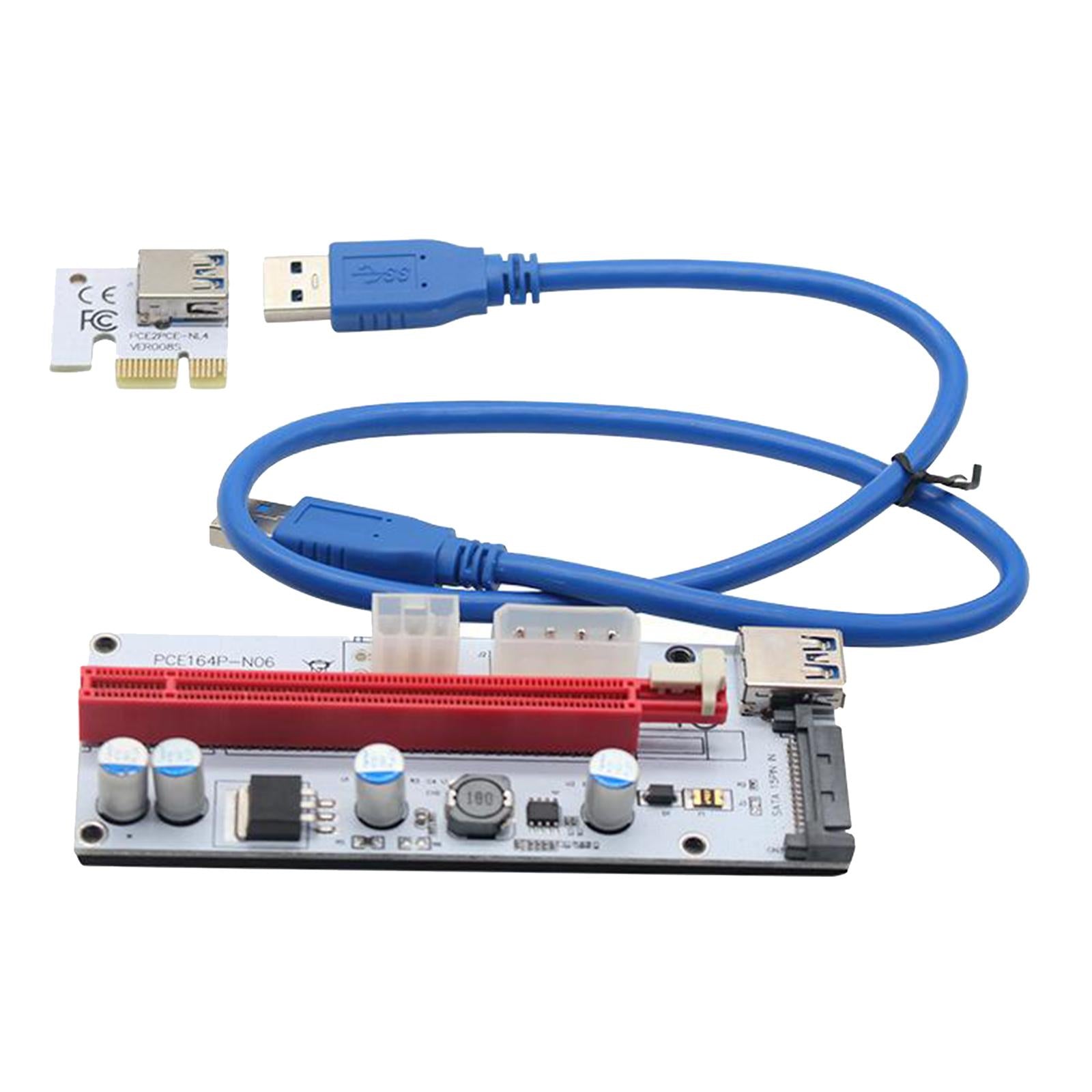 PCI-E Riser Card 008s 4Pin SATA 6PIN 1x to 16x Adapter Card USB3.0 Extender