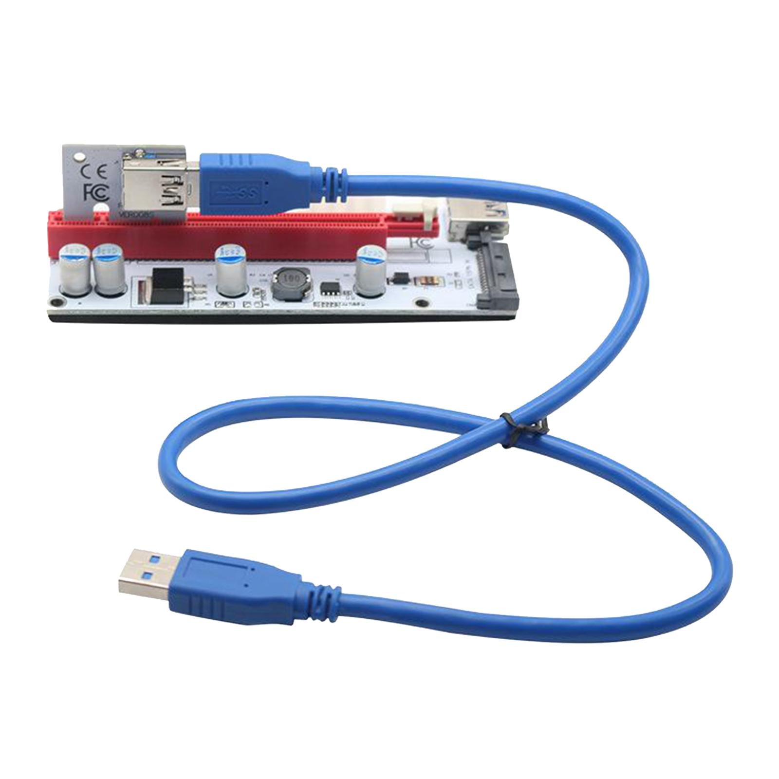 PCI-E Riser Card 008s 4Pin SATA 6PIN 1x to 16x Adapter Card USB3.0 Extender