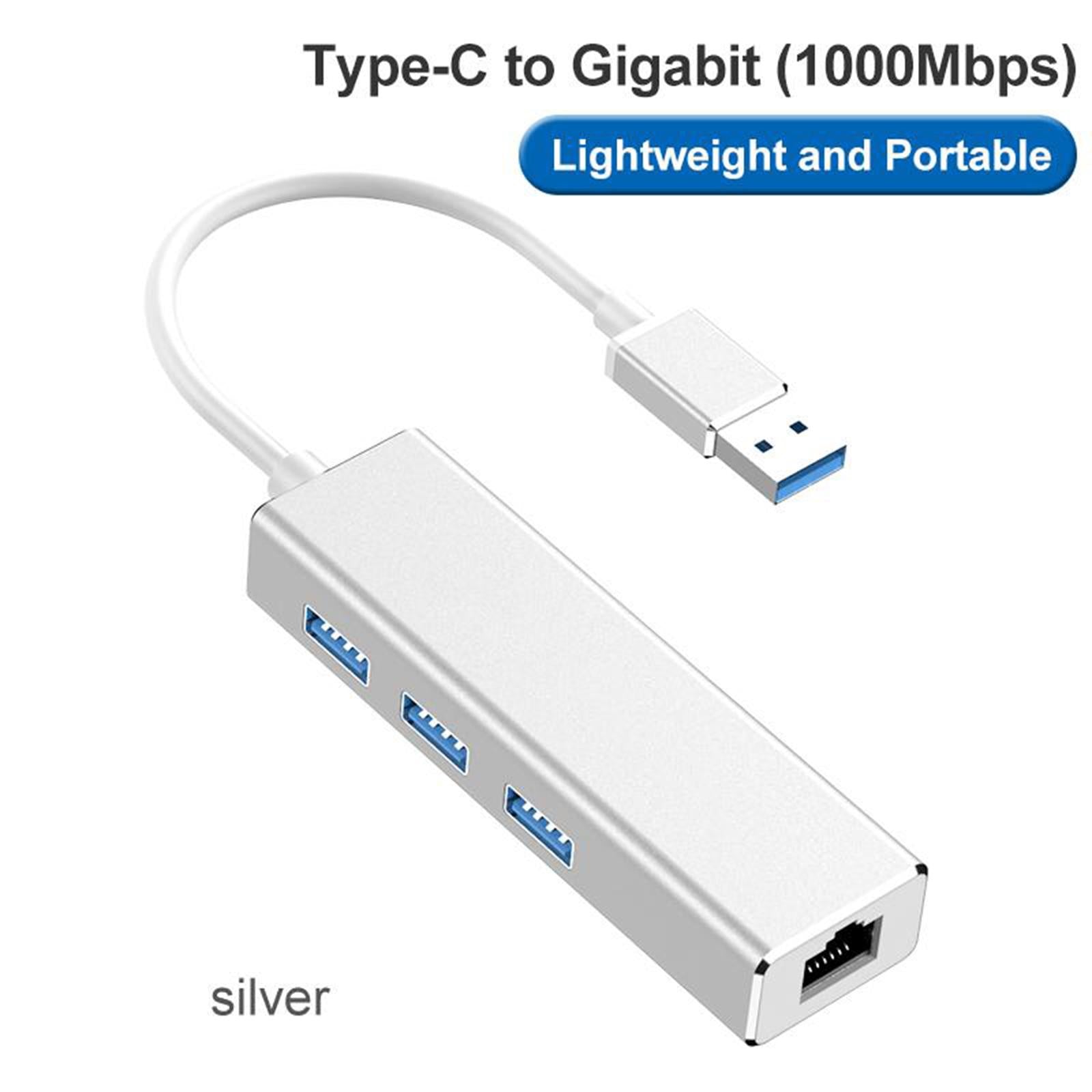 USB 3.0 Gigabit Ethernet Network Adapter 1000Mbps USB Adapter Laptop Silver