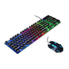 USB Wired RGB Rainbow LED Backlit Gamer Mouse and Keyboard Set Black