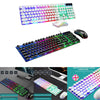 USB Wired RGB Rainbow LED Backlit Gamer Mouse and Keyboard Set Black