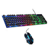 USB Wired RGB Rainbow LED Backlit Gamer Mouse and Keyboard Set Black