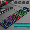 USB Wired RGB Rainbow LED Backlit Gamer Mouse and Keyboard Set Black