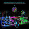 USB Wired RGB Rainbow LED Backlit Gamer Mouse and Keyboard Set Black