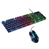 USB Wired RGB Rainbow LED Backlit Gamer Mouse and Keyboard Set Black