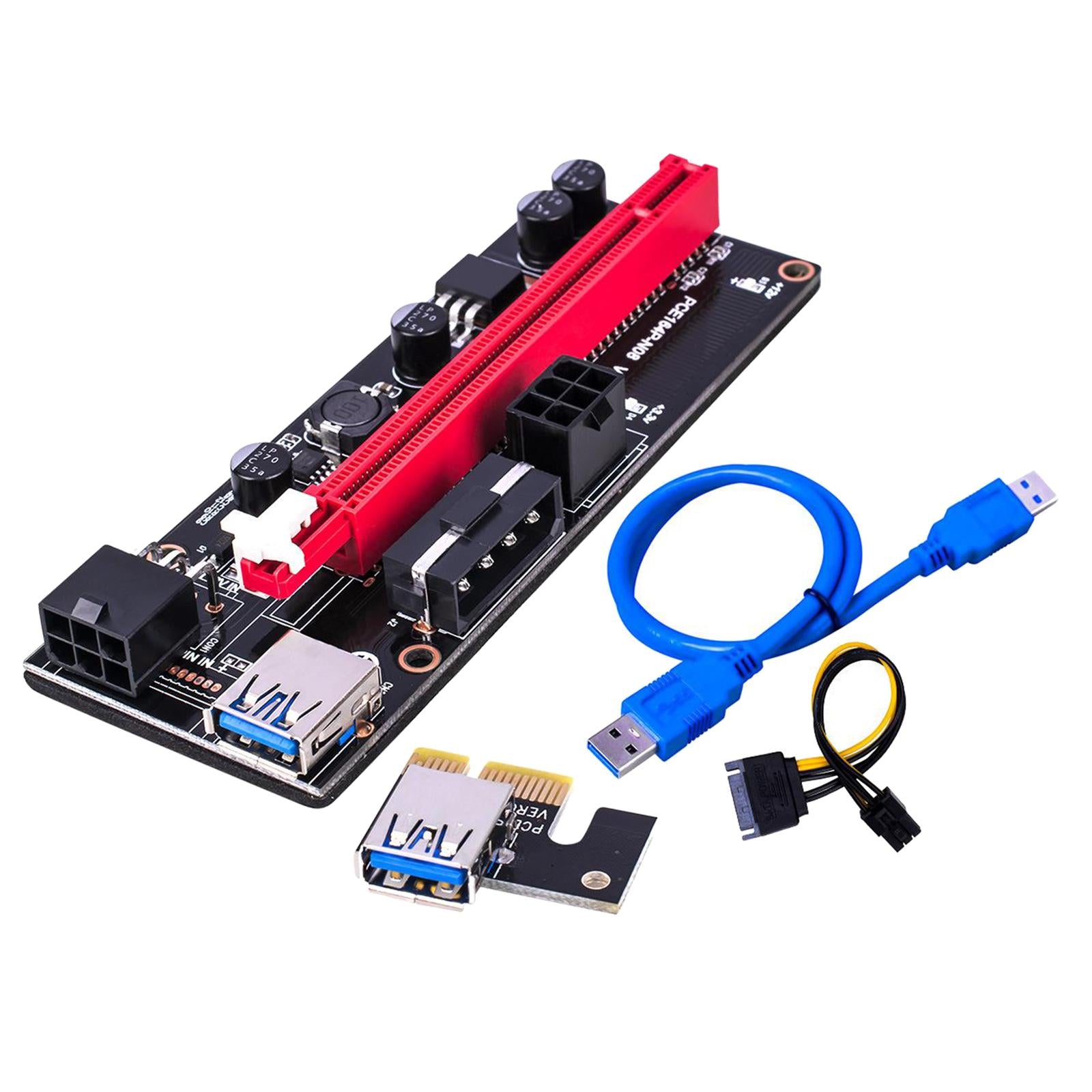 PCI-E VER 009S 1x to 16x Graphic Extension USB 3.0 Adapter Blue USB Cable