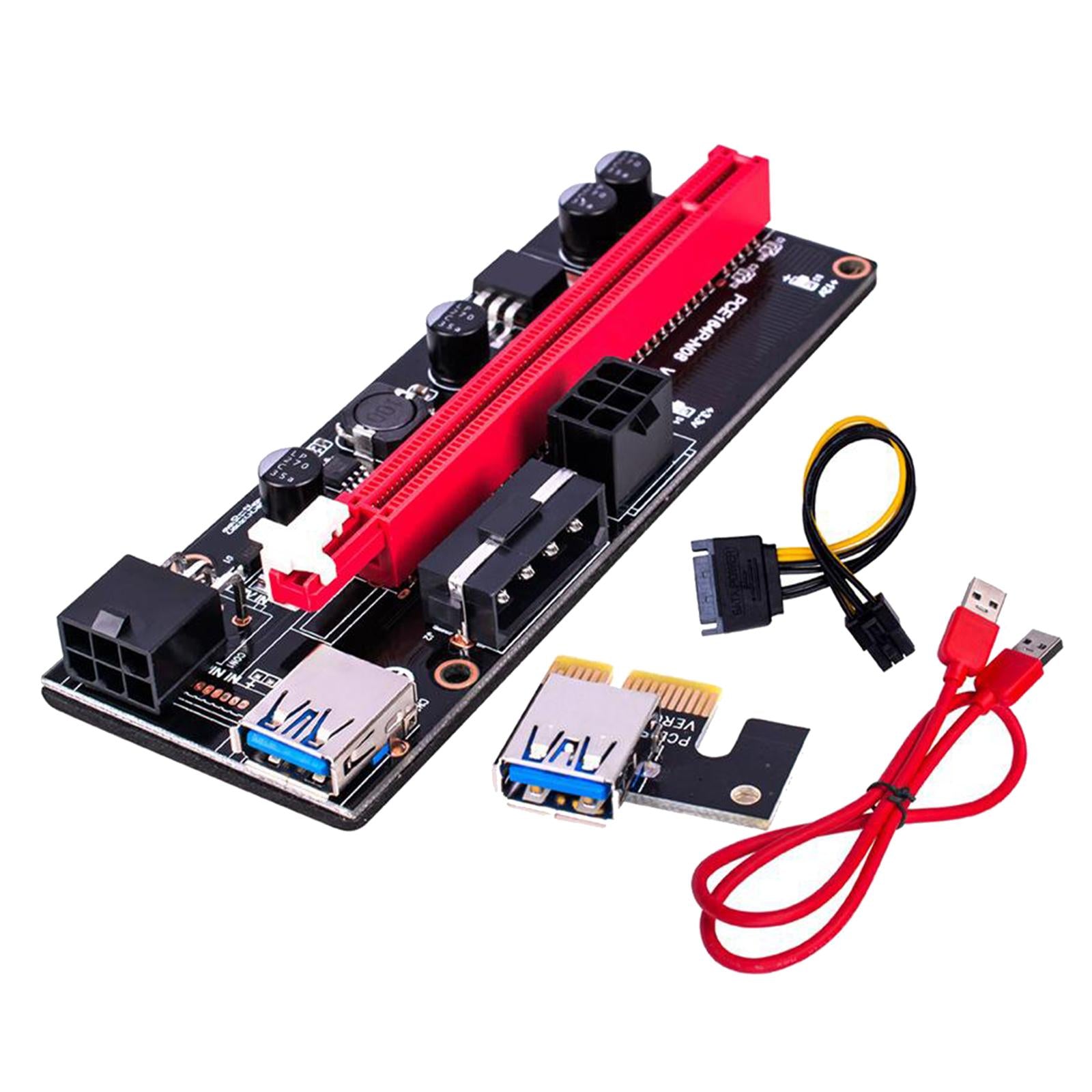 PCI-E VER 009S 1x to 16x Graphic Extension USB 3.0 Adapter Red USB Cable