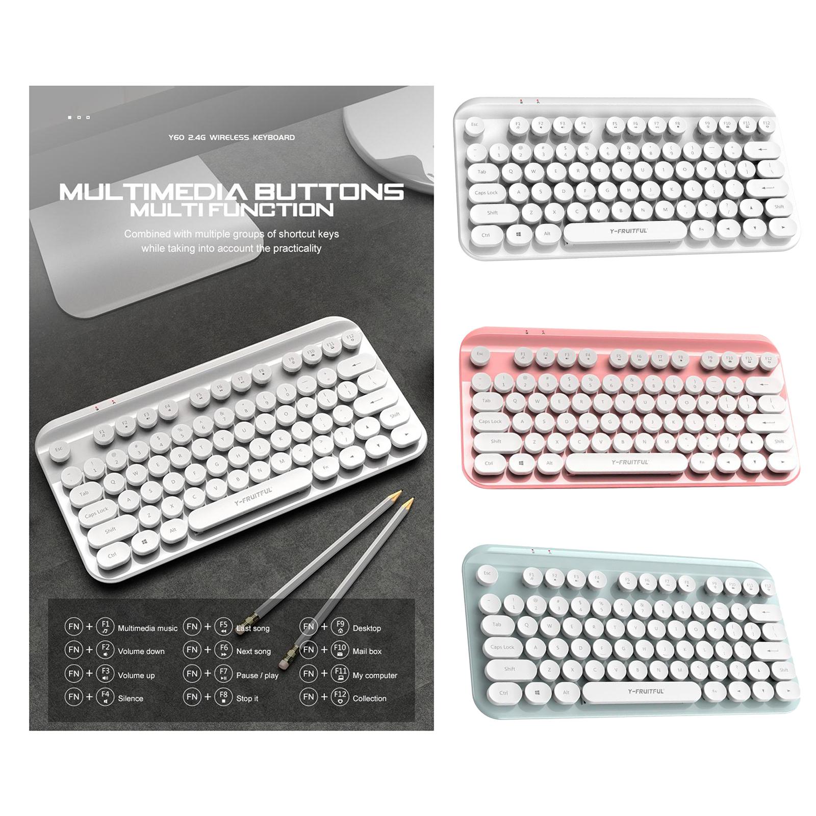 Portable Mini Multifunction 2.4G Wireless Bluetooth Keyboard for Laptop white