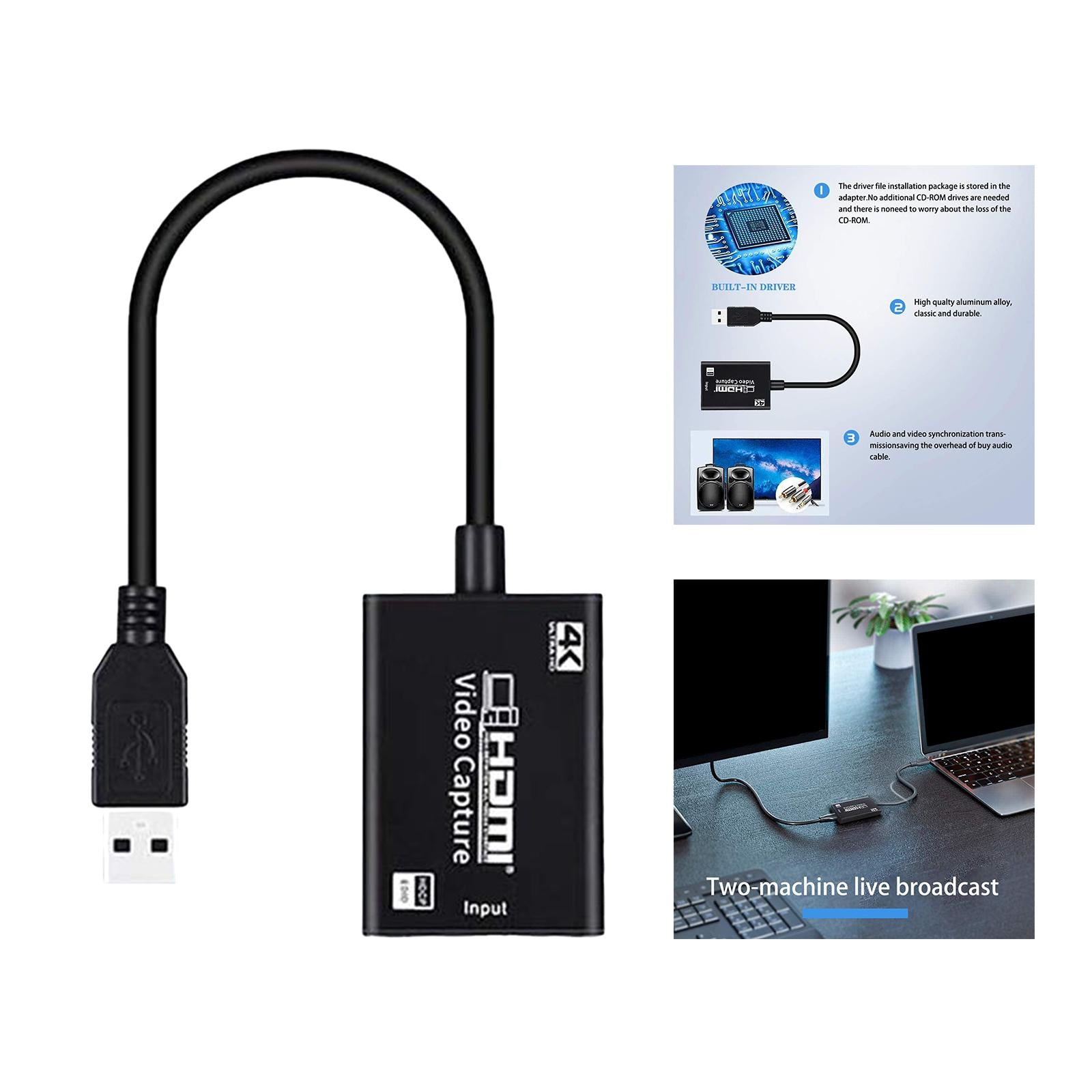 HDMI to USB Video Capture Card HD Grabber Recorder for Live Streaming Device