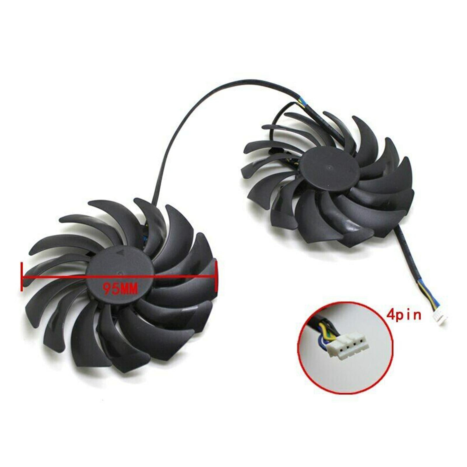 2 Packs Graphics Card Fan PLD10010B12HH 0.40A for MSI GTX1080Ti 1070 580