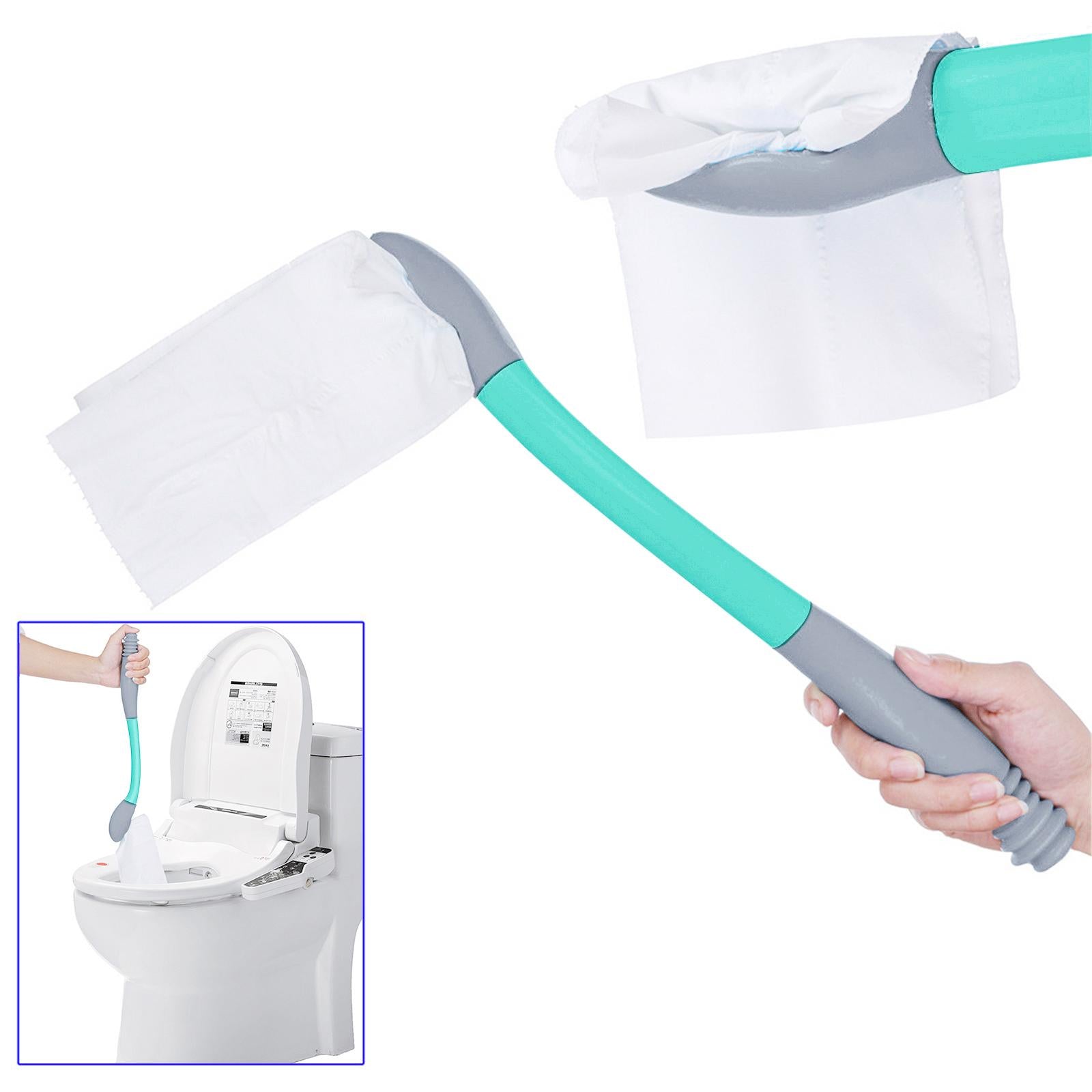 Bottom Toileting Aid Tool Handled Tissue Grip Helper Grey Blue