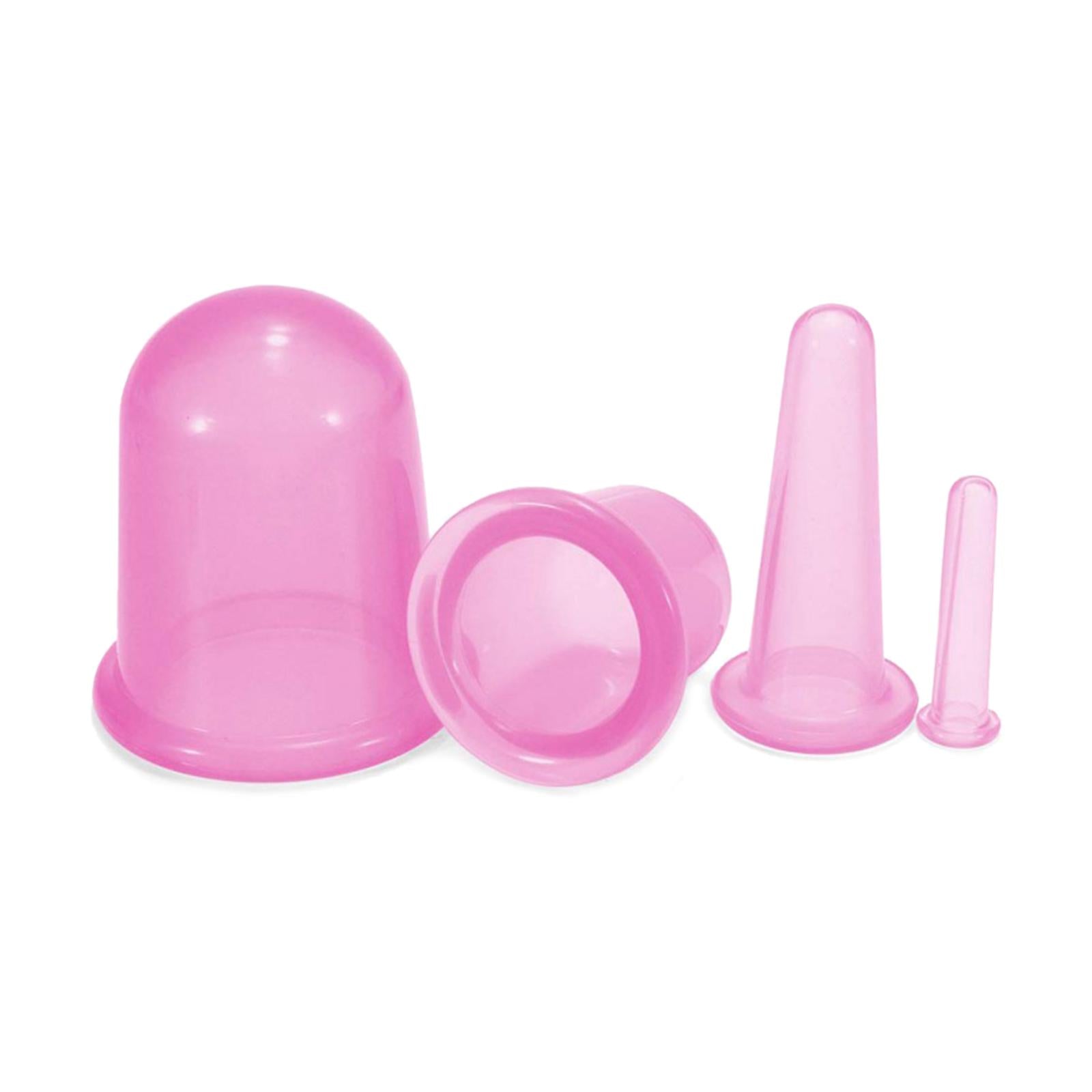 Silicone Cupping Cups Salon Home Eye Back Leg Message &Storage Bag Pink