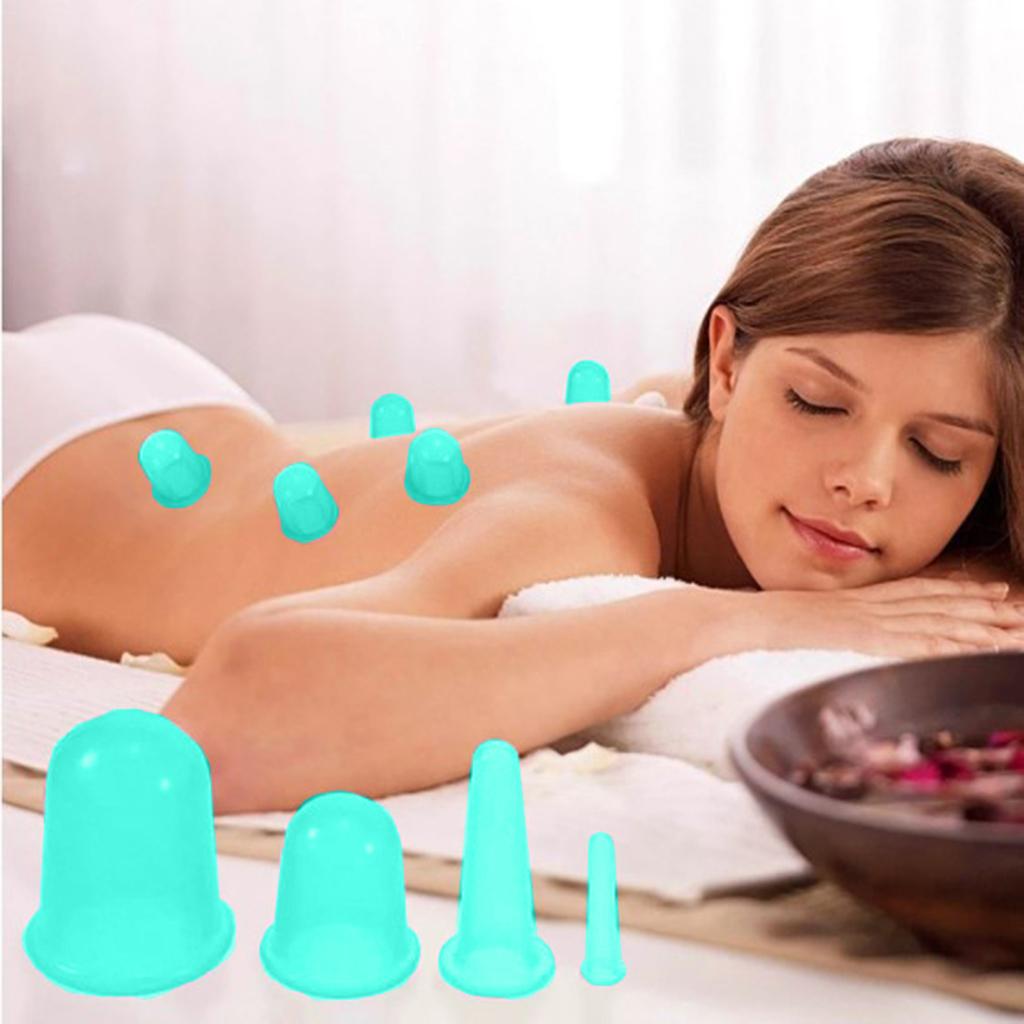 5pcs/Set Massage Roller Cupping Cups Eye Back Leg Full Body Message Green