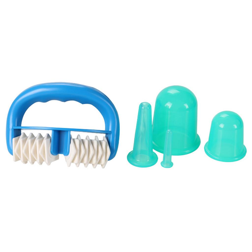 5pcs/Set Massage Roller Cupping Cups Eye Back Leg Full Body Message Green