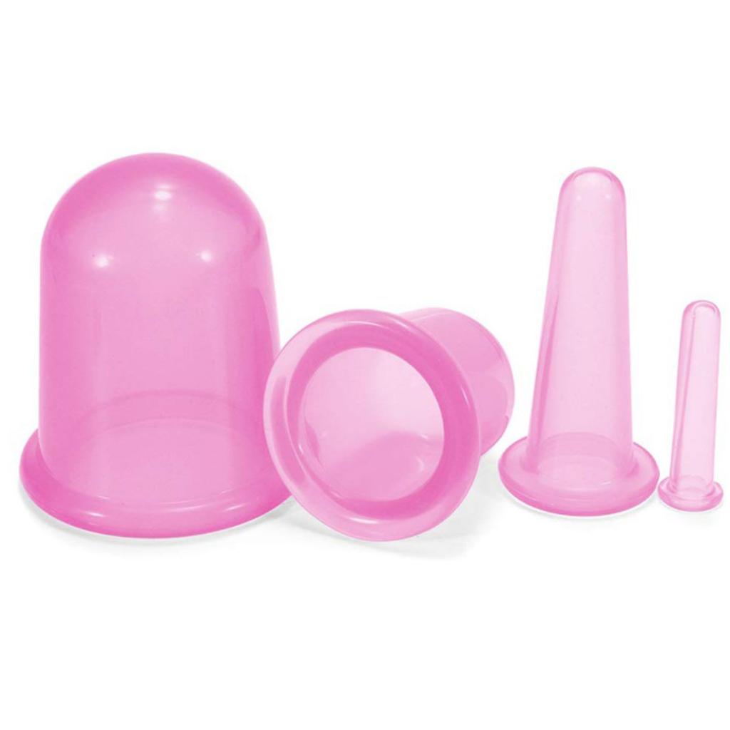 5pcs/Set Massage Roller Cupping Cups Eye Back Leg Full Body Message Pink