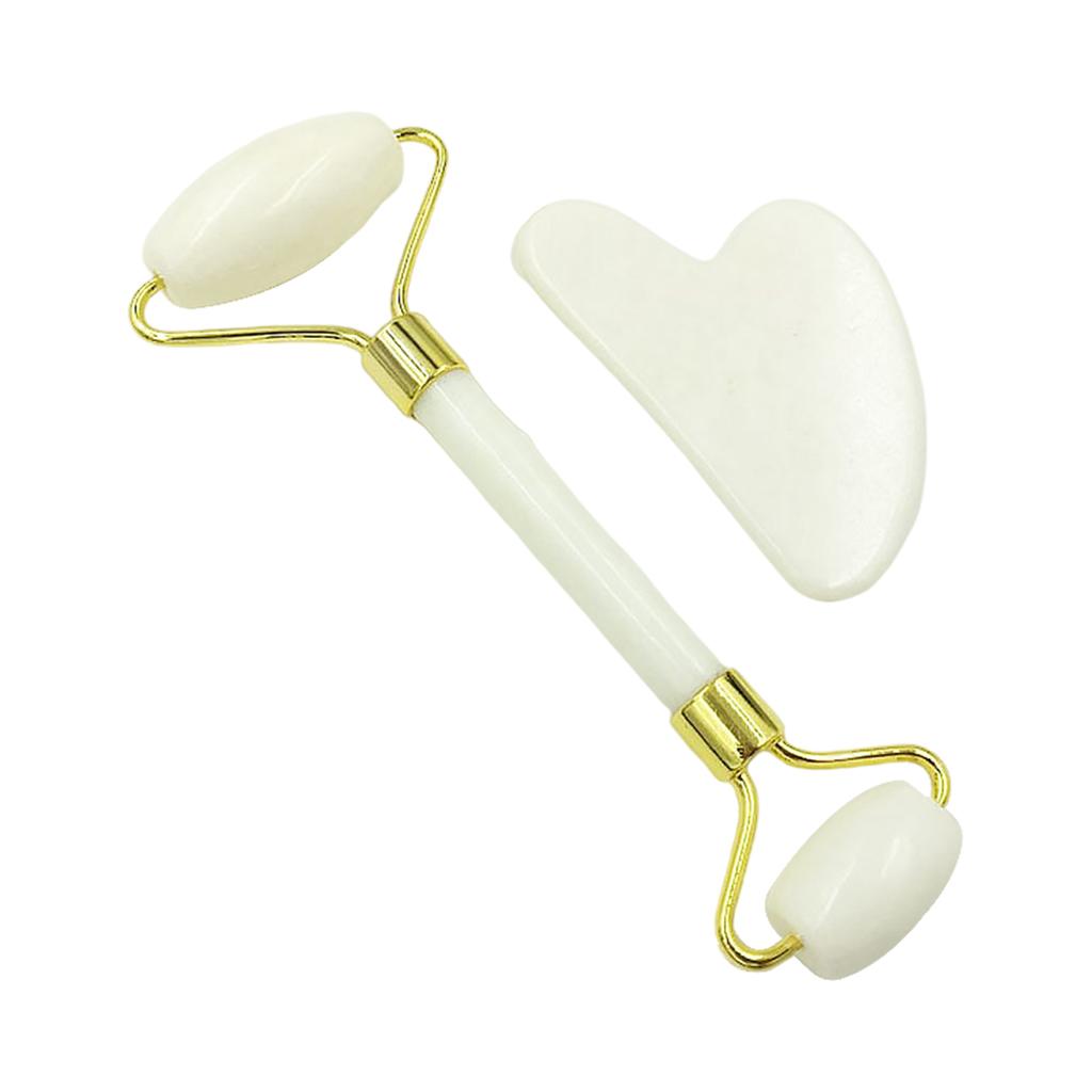 Dual Head Jade Facial Roller Massager Gua Sha Tools Kit Slimming Firming