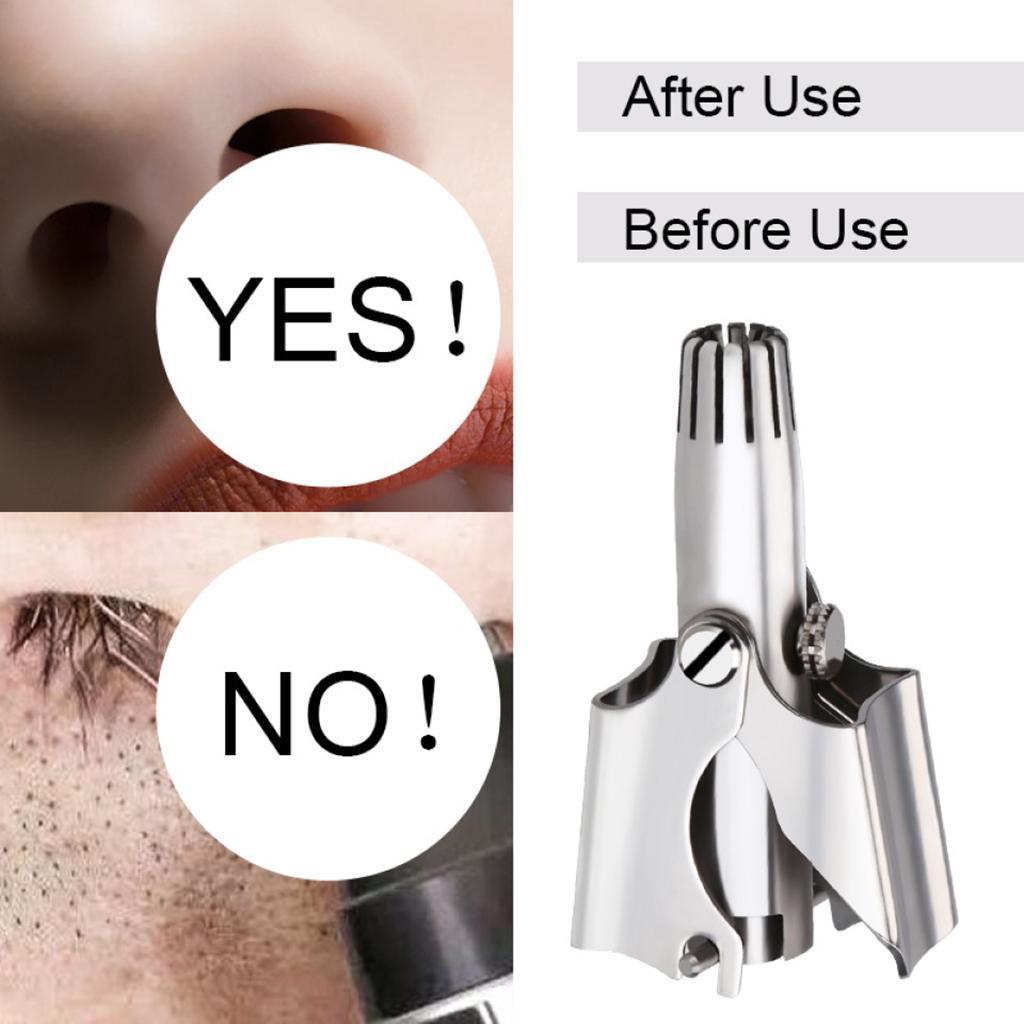 Stainless Steel Manual Nose Shaving Hair Clipper Trimmer Tool Care Silver