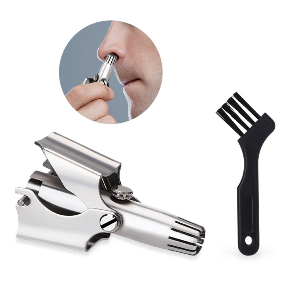 Stainless Steel Manual Nose Shaving Hair Clipper Trimmer Tool Care Silver