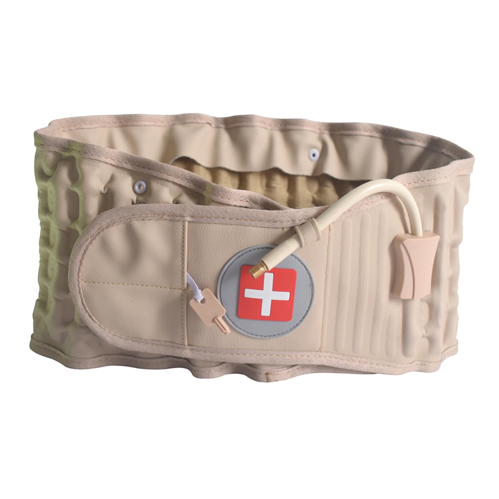 Adjustable Lumbar Inflatable Traction Belt Back Brace  Khaki Size XL