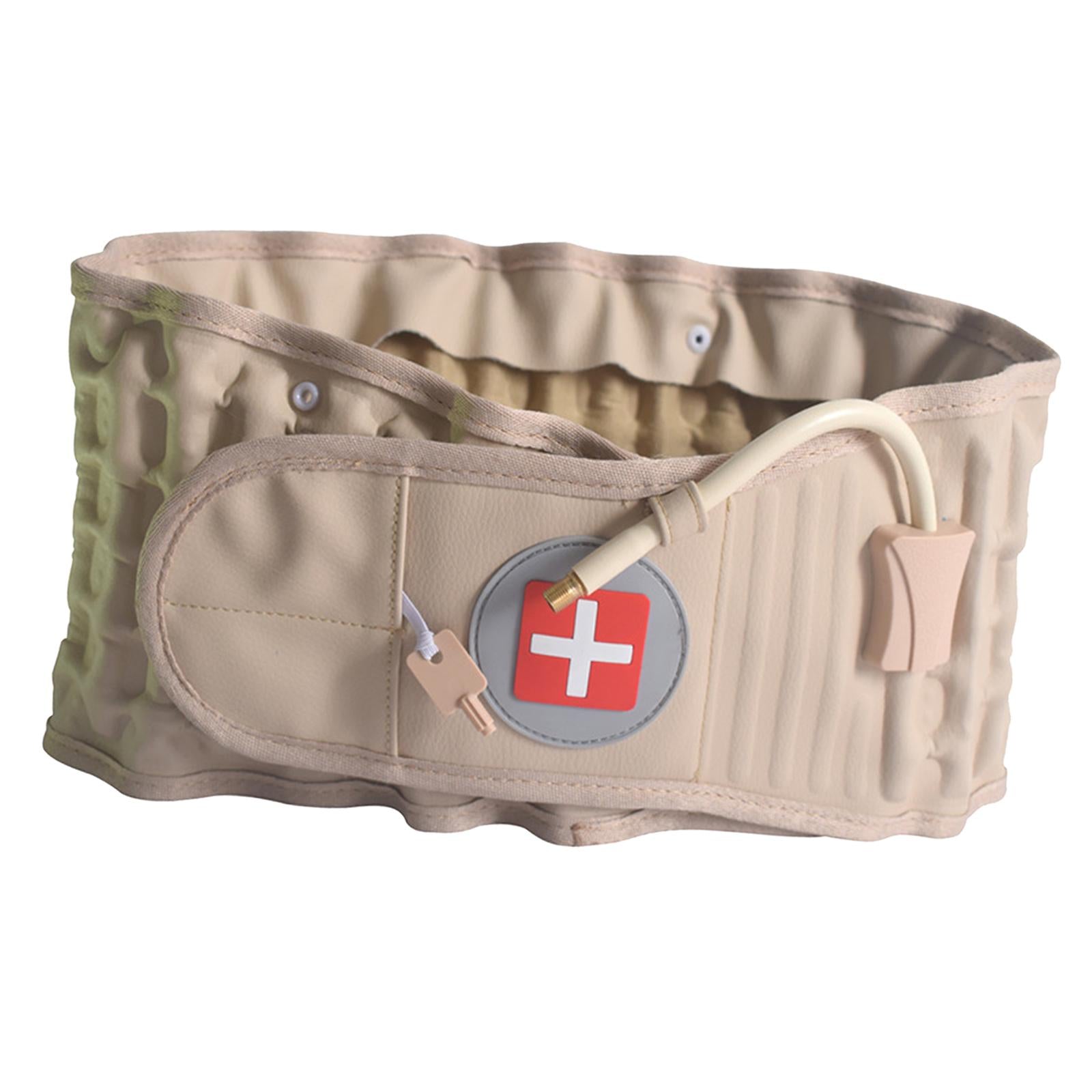 Adjustable Lumbar Inflatable Traction Belt Back Brace  Khaki Size XL