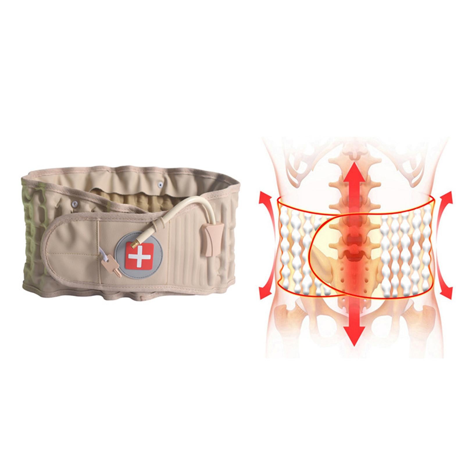 Adjustable Lumbar Inflatable Traction Belt Back Brace  Khaki Size XL