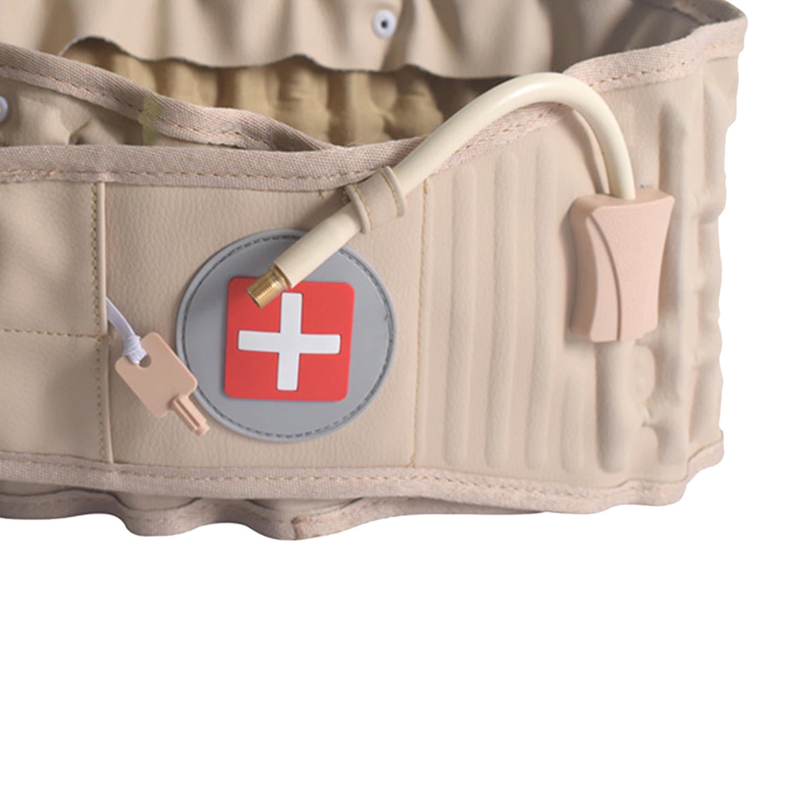 Adjustable Lumbar Inflatable Traction Belt Back Brace  Khaki Size M