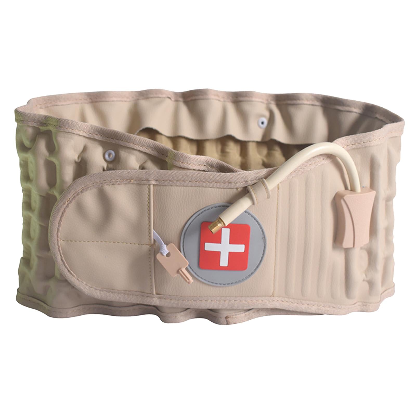 Adjustable Lumbar Inflatable Traction Belt Back Brace  Khaki Size M