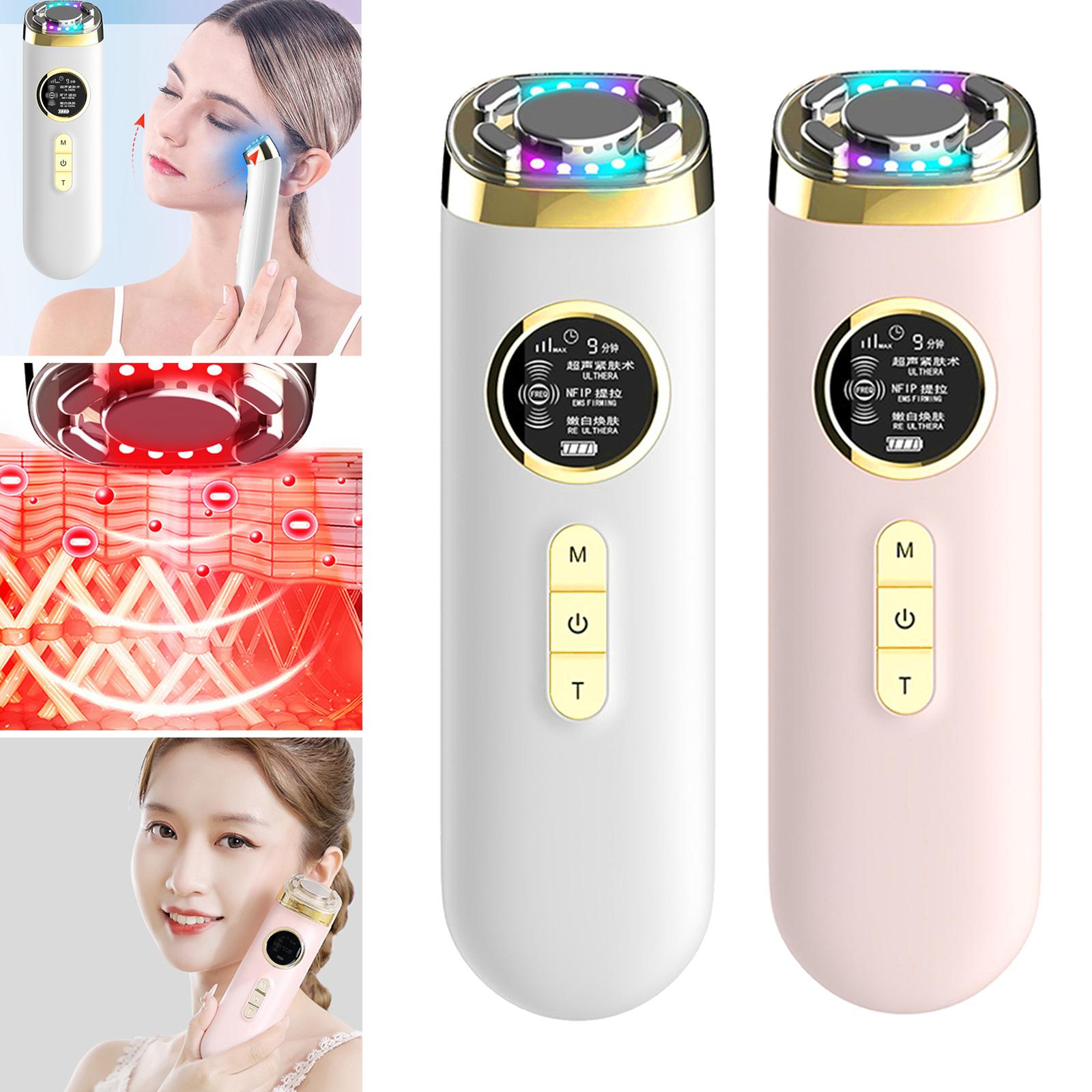 EMS Vibration Red & Blue LED light Beauty Device Face Massager Facial Lift white