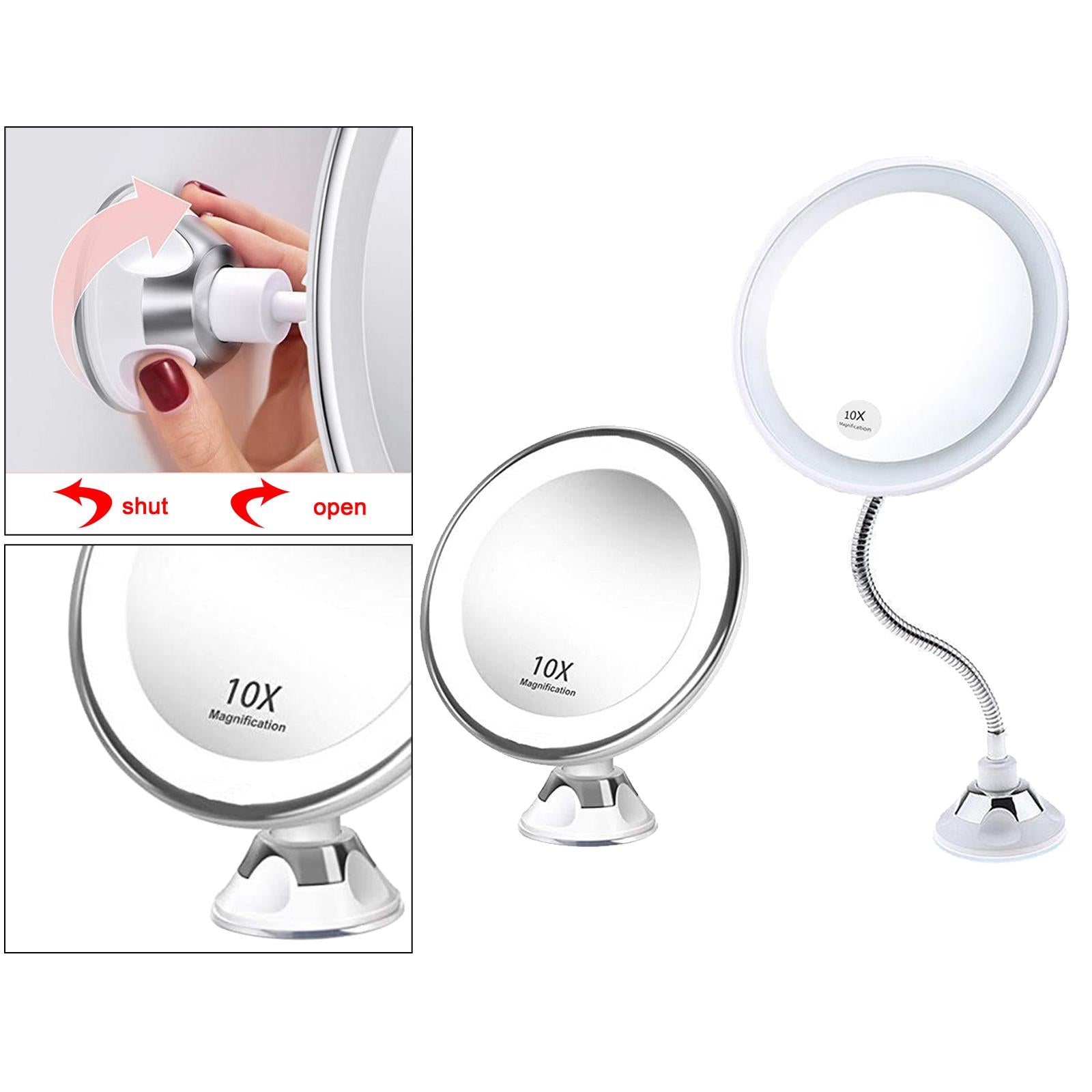 10X Magnifying Makeup Mirror Magnification LED Light Cosmetic Mirror Style 1