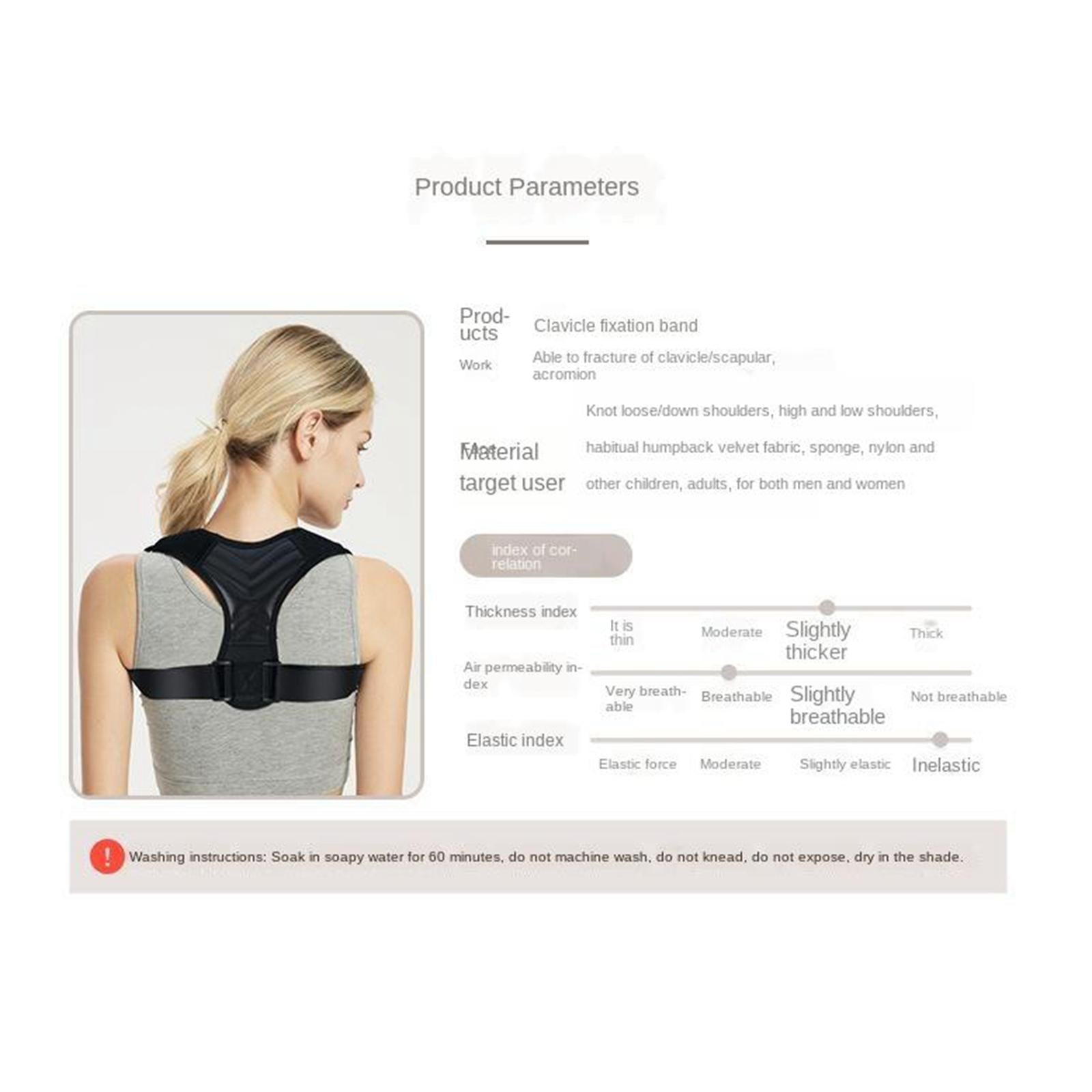 Adjustable Upper Back Posture Corrector for Men Women  M Chest 85-105cm