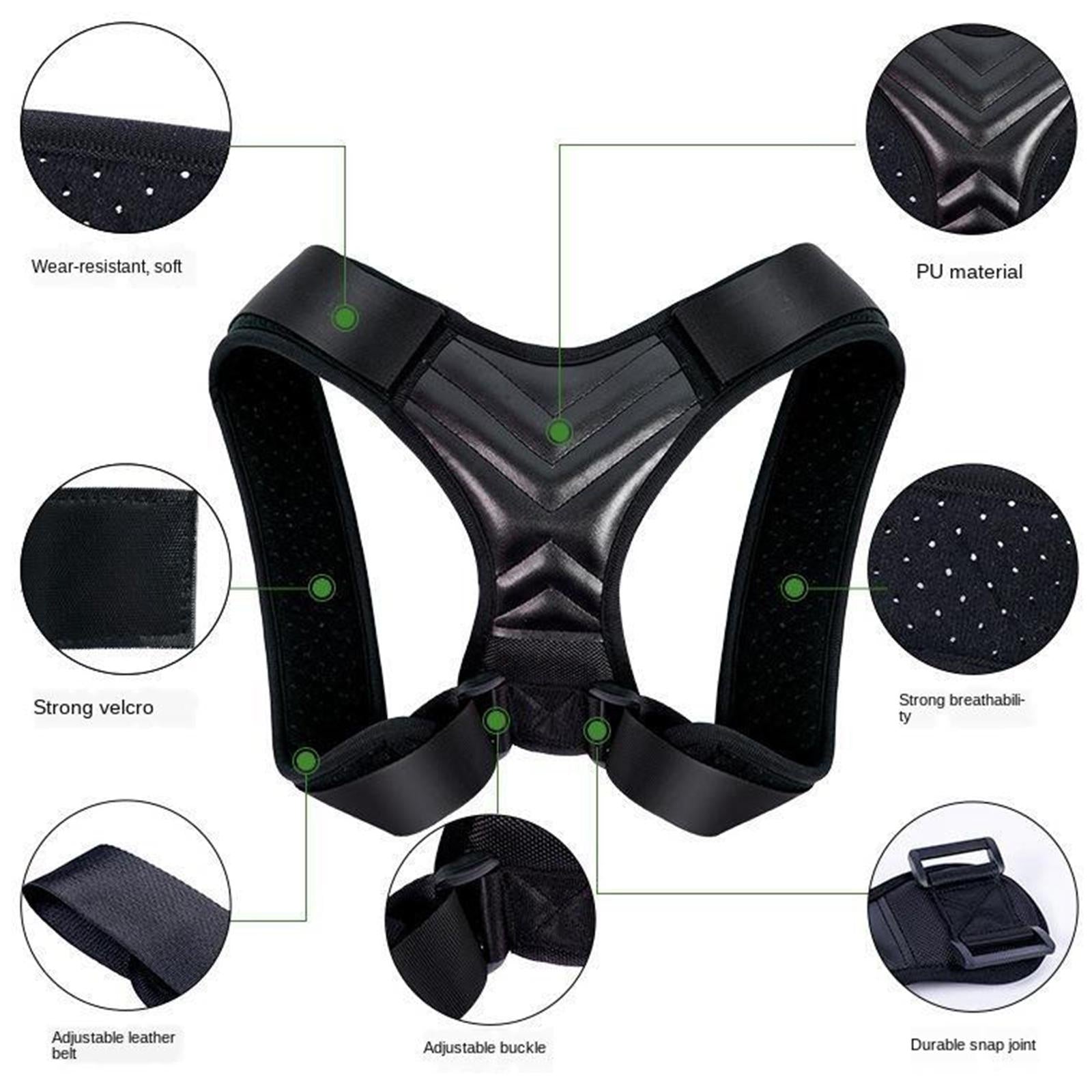 Adjustable Upper Back Posture Corrector for Men Women  L Chest 95-125cm