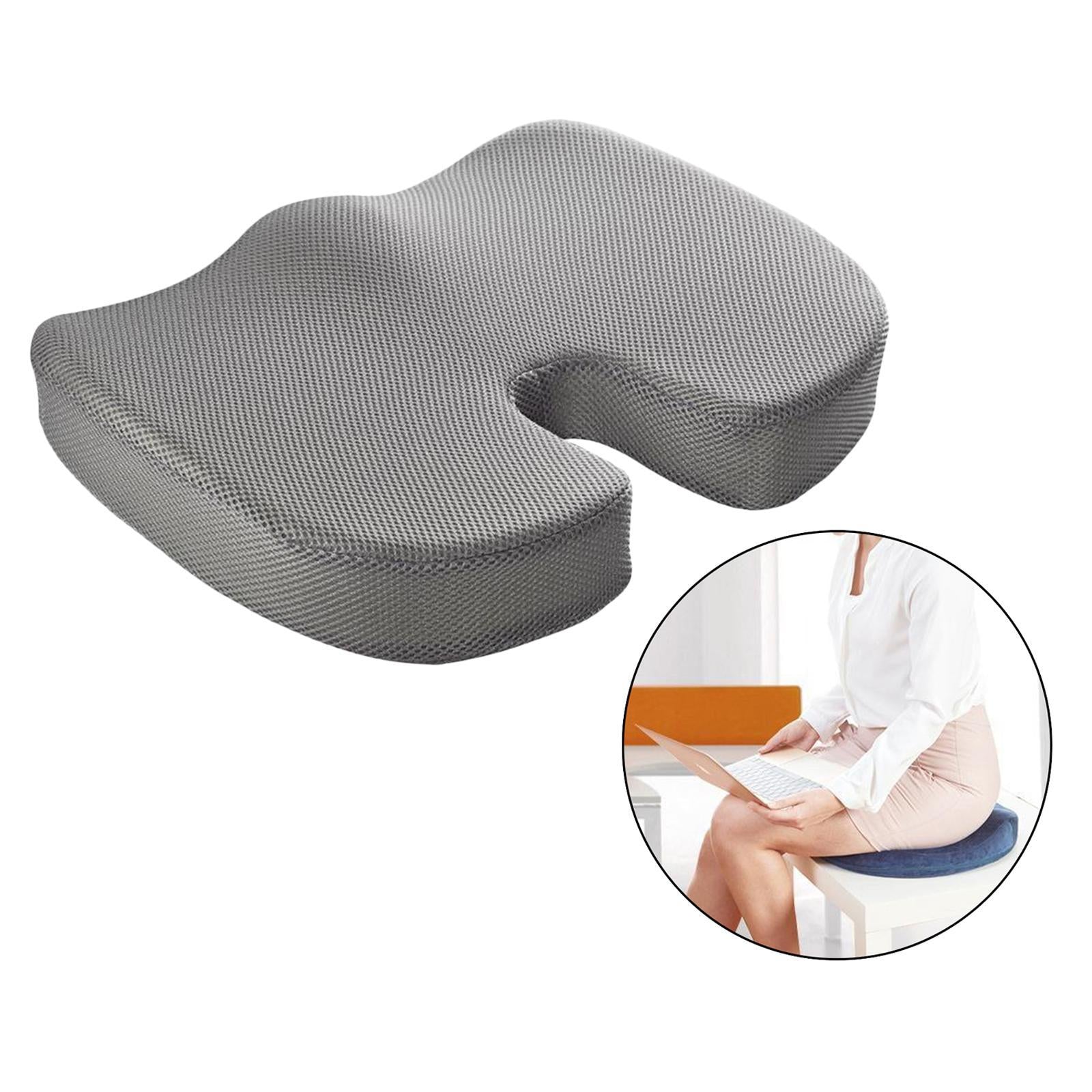 Memory Foam Coccyx Tailbone Seat Cushion Orthopedic Chair Pillow Gray