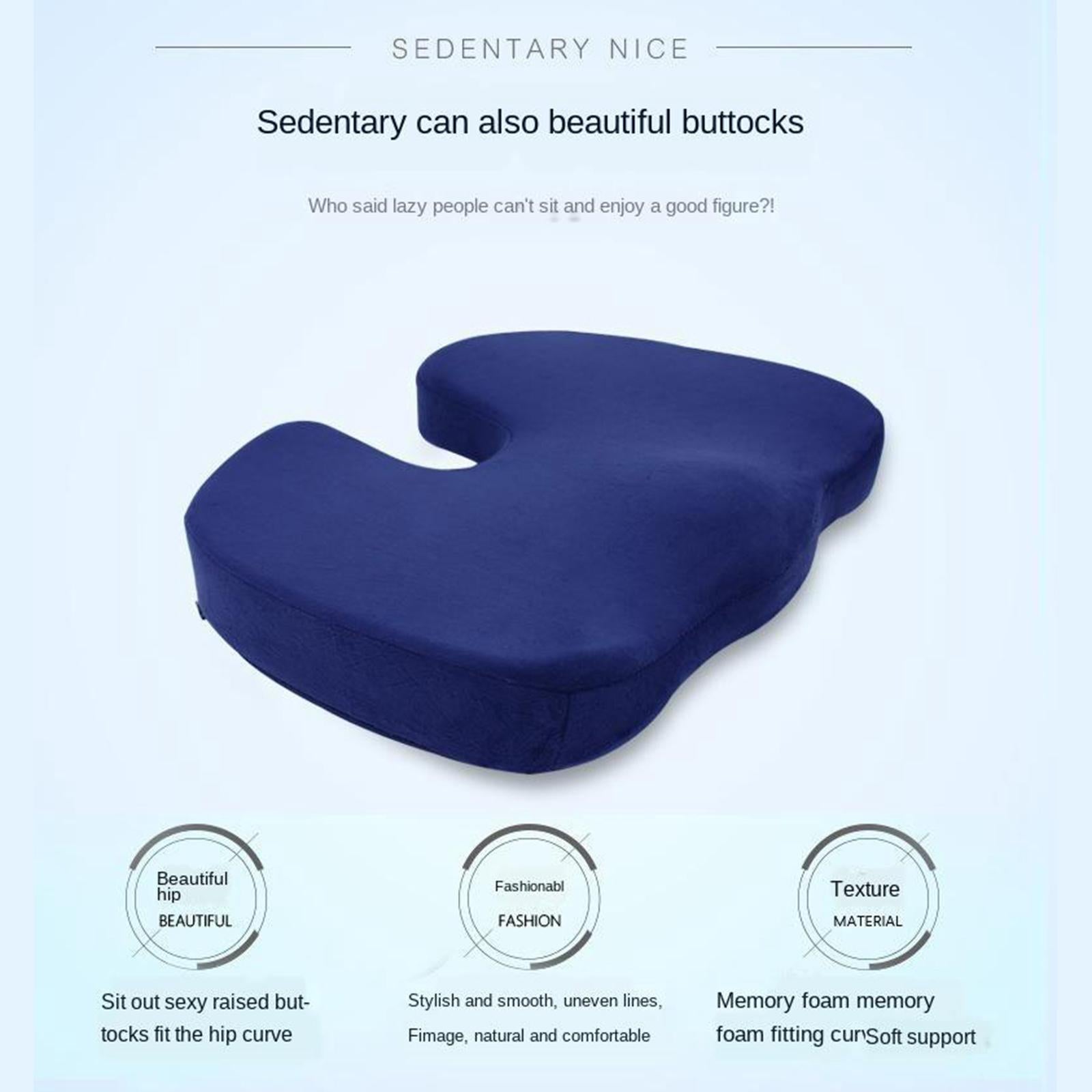 Memory Foam Coccyx Tailbone Seat Cushion Orthopedic Chair Pillow Gray