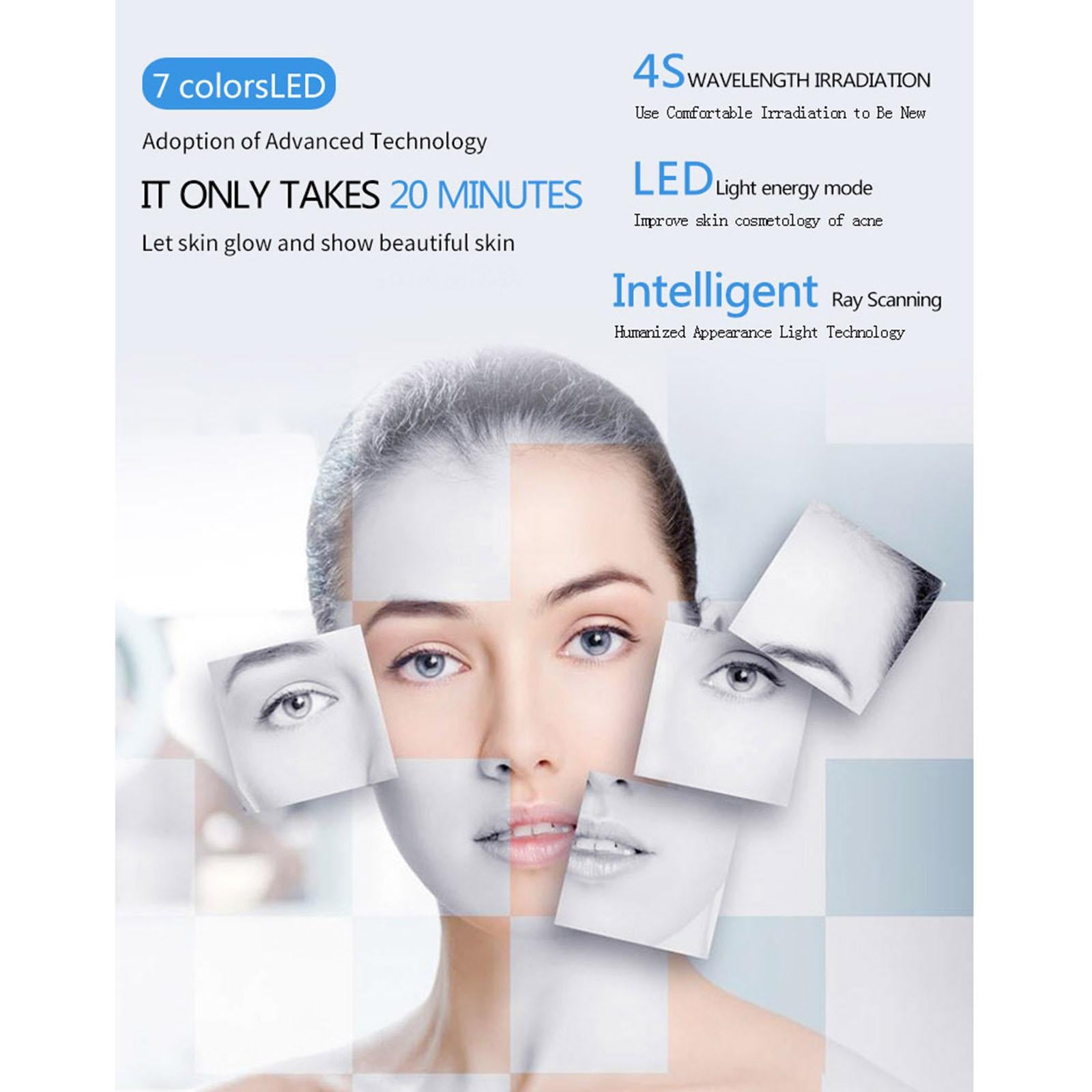 7 Colors LED Photon Face Neck Mask Skin Therapy Anti-Aging Device EU Plug