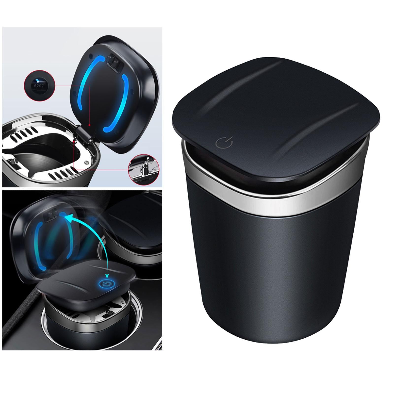 Car Ashtray Cigarette Smoking Cup Ash Holder With LED Light for Car Silver