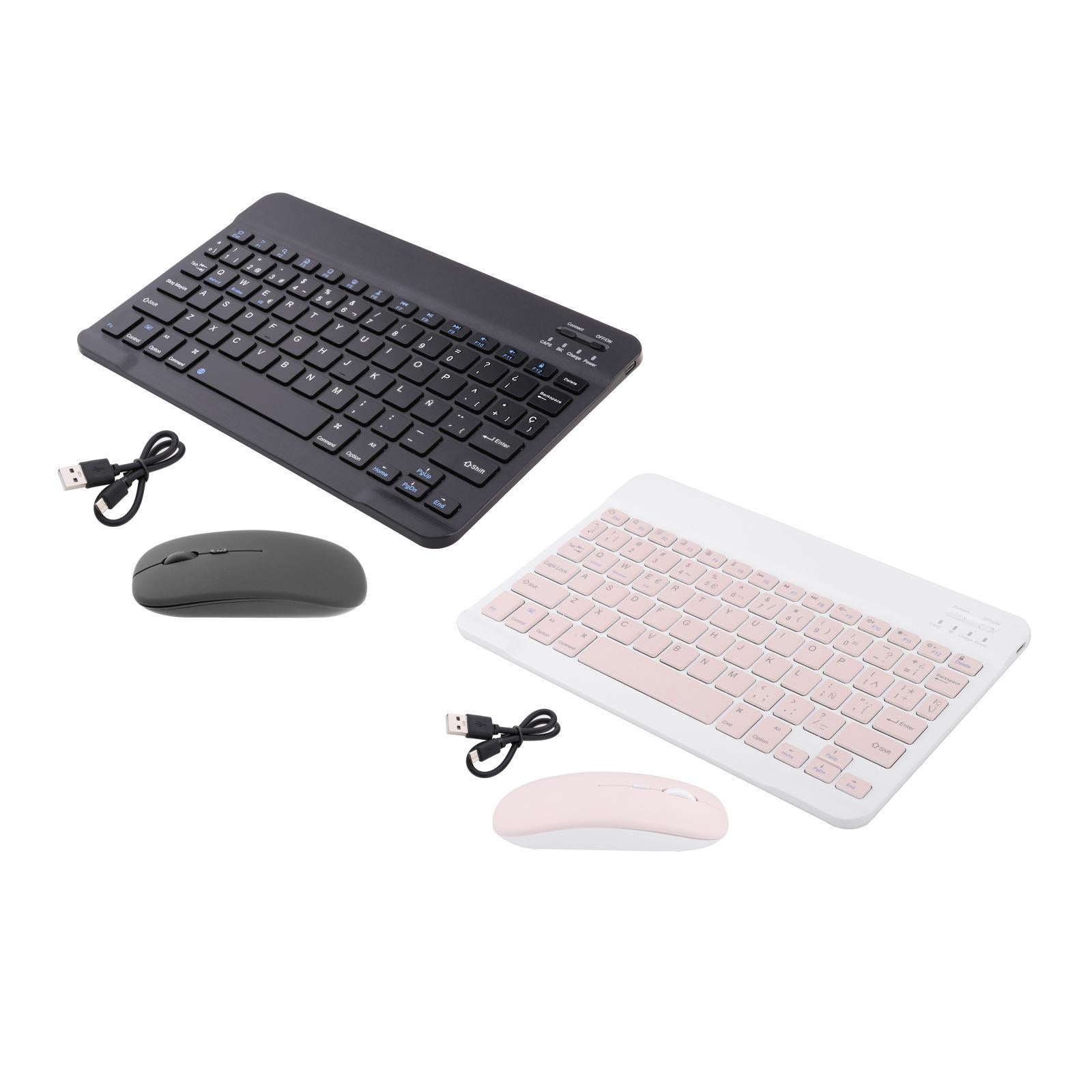 Portable Rechargeable Bluetooth Keyboard 78Keys Spanish for Desktop Black