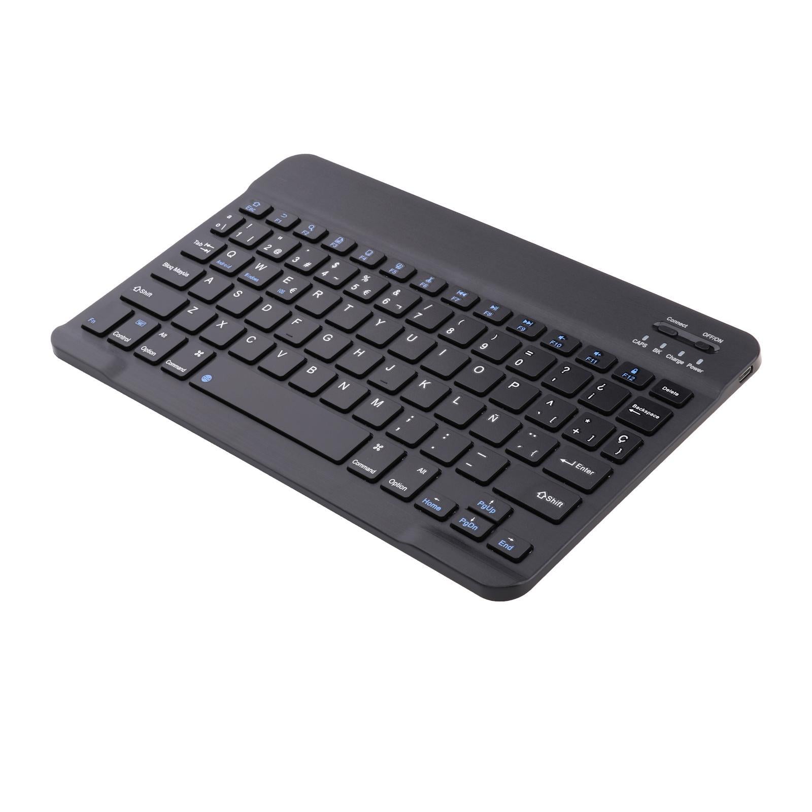 Portable Rechargeable Bluetooth Keyboard 78Keys Spanish for Desktop Black