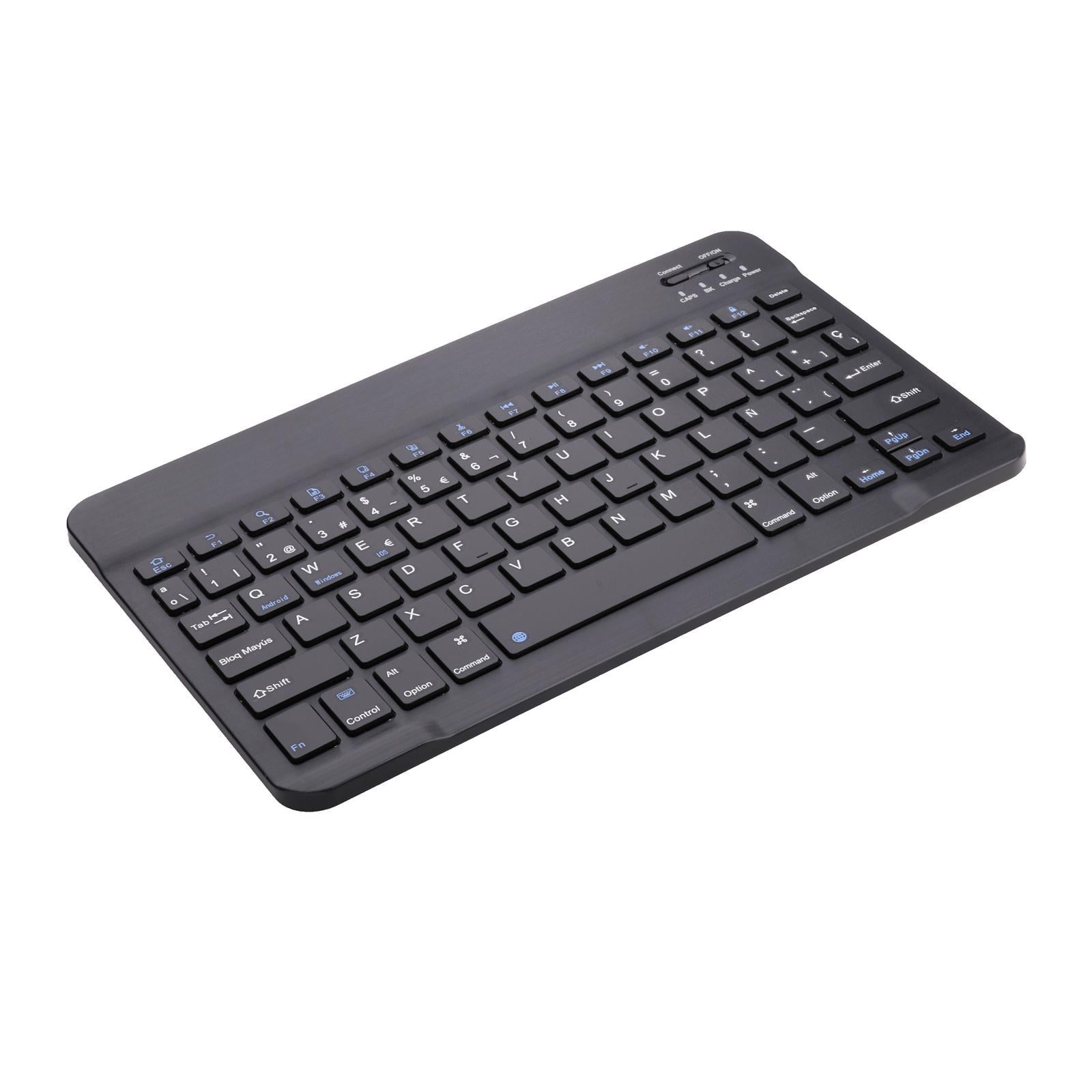 Portable Rechargeable Bluetooth Keyboard 78Keys Spanish for Desktop Black