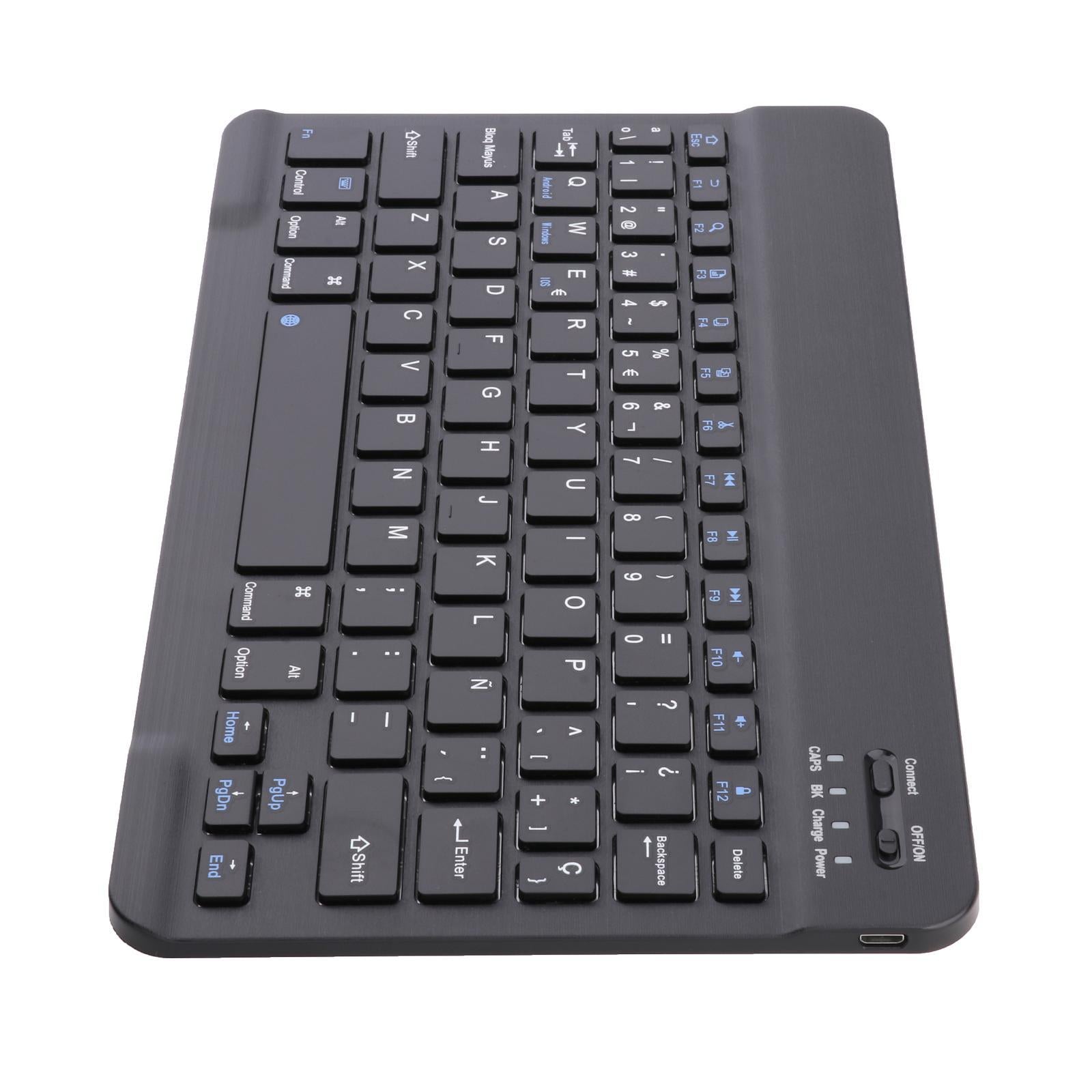 Portable Rechargeable Bluetooth Keyboard 78Keys Spanish for Desktop Black