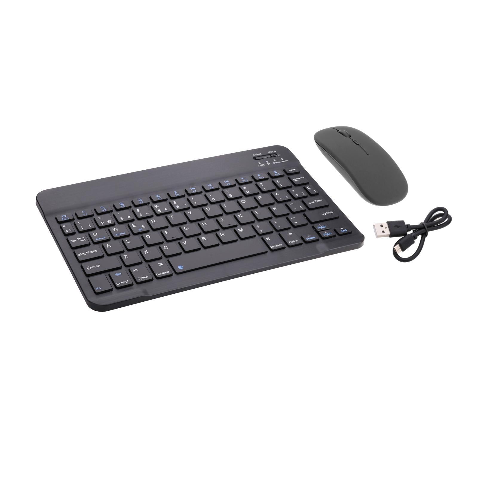 Portable Rechargeable Bluetooth Keyboard 78Keys Spanish for Desktop Black